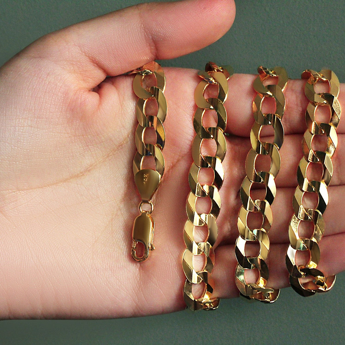 Solid Curb Chain in 14k Yellow Gold (11.23 mm) - LinkagejewelrydesignLinkagejewelrydesign