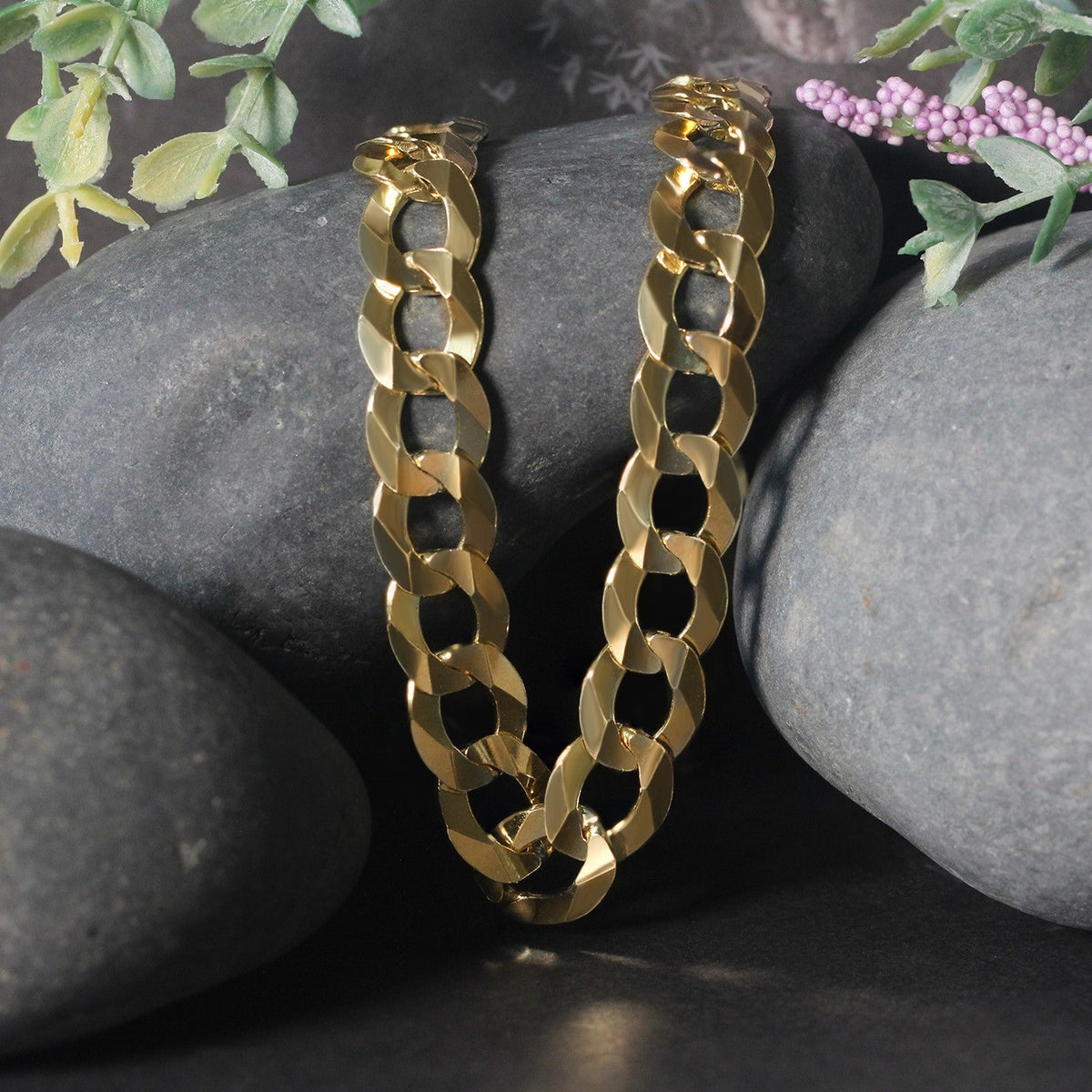 Solid Curb Chain in 14k Yellow Gold (11.23 mm) - LinkagejewelrydesignLinkagejewelrydesign