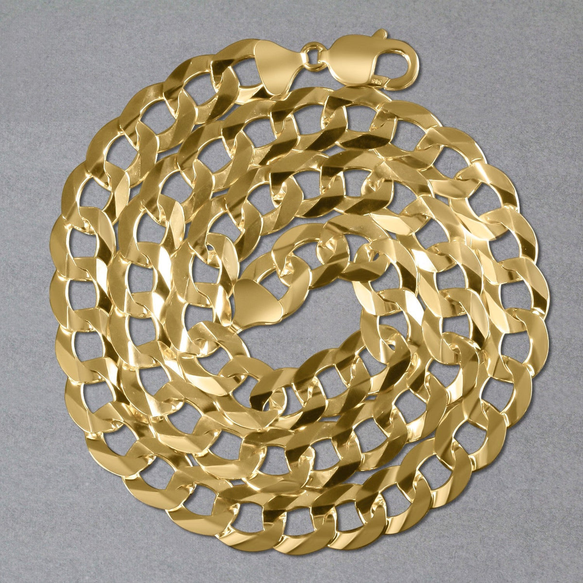 Solid Curb Chain in 14k Yellow Gold (12.18 mm) - LinkagejewelrydesignLinkagejewelrydesign