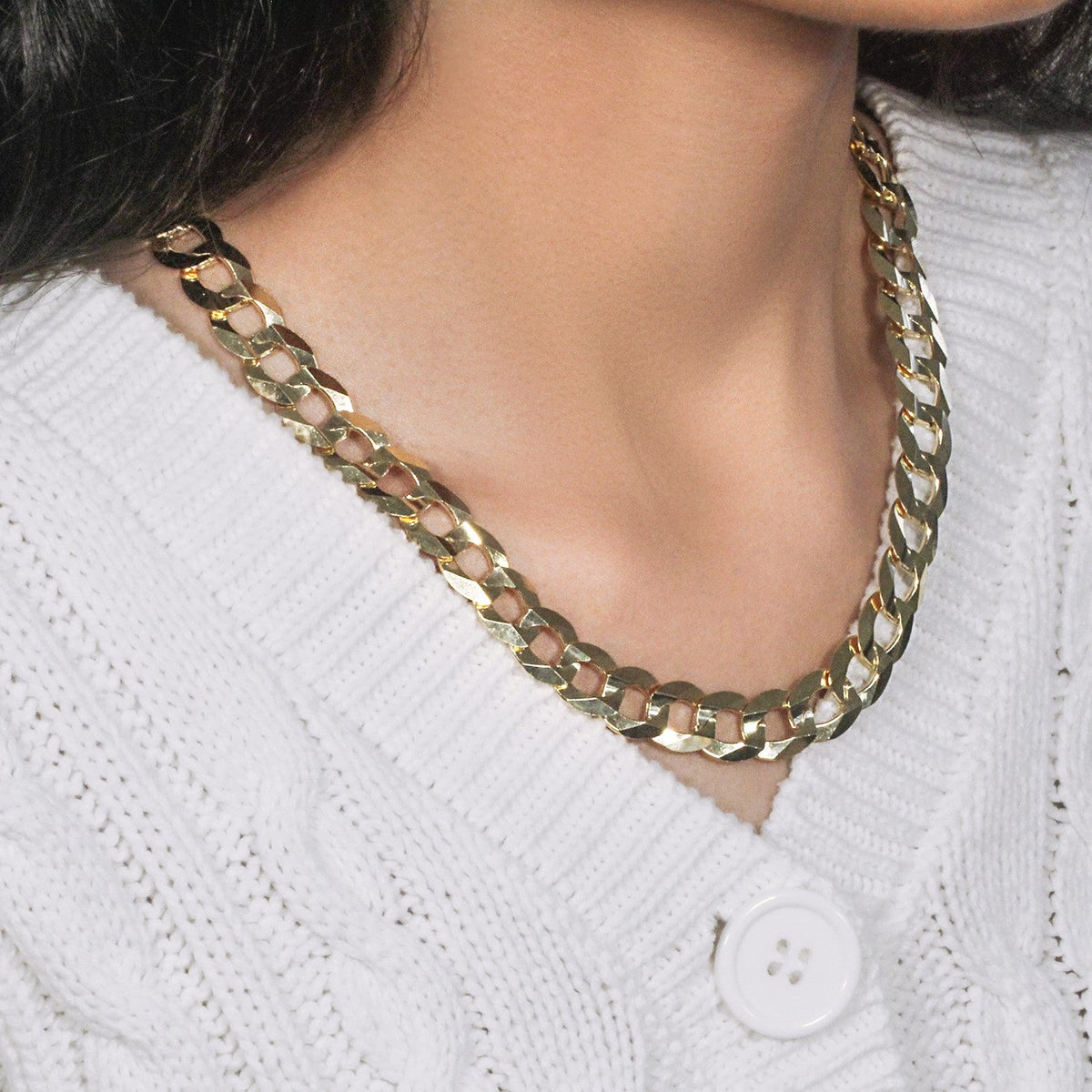 Solid Curb Chain in 14k Yellow Gold (12.18 mm) - LinkagejewelrydesignLinkagejewelrydesign