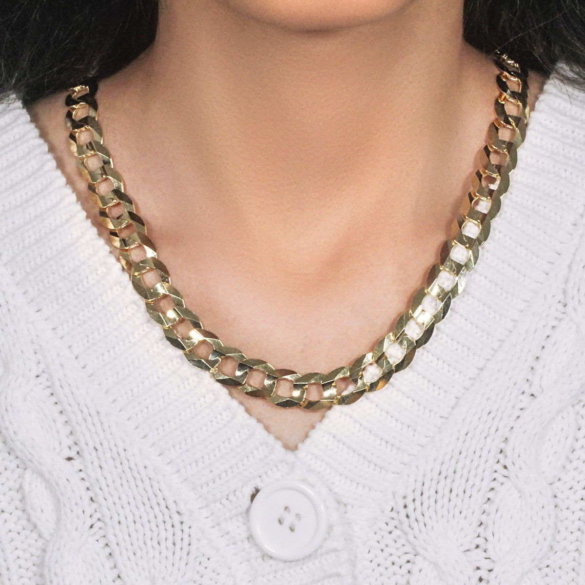 Solid Curb Chain in 14k Yellow Gold (12.18 mm) - LinkagejewelrydesignLinkagejewelrydesign