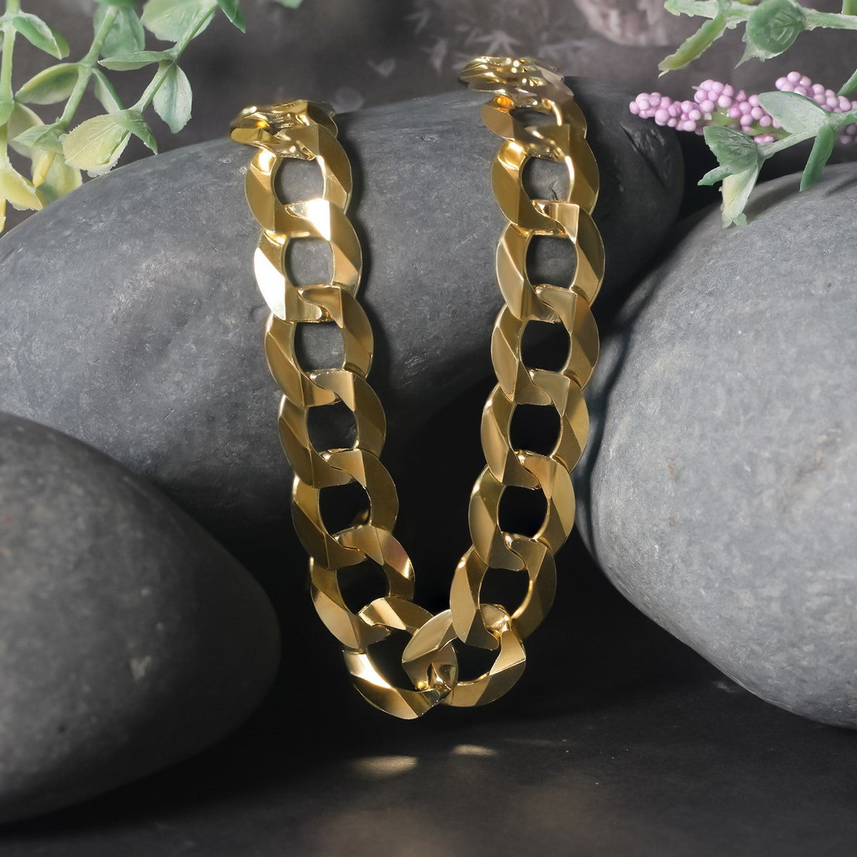 Solid Curb Chain in 14k Yellow Gold (12.18 mm) - LinkagejewelrydesignLinkagejewelrydesign