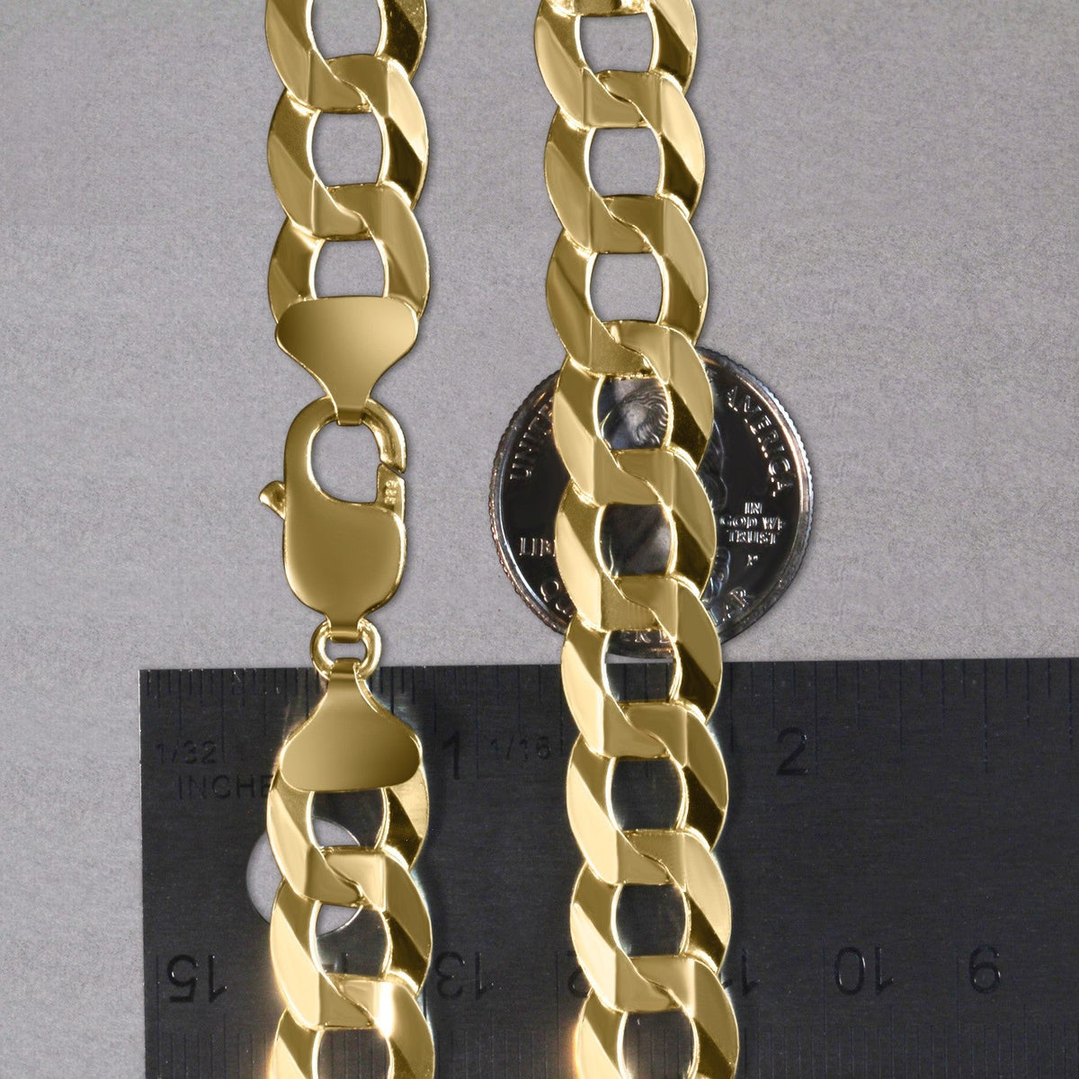 Solid Curb Chain in 14k Yellow Gold (12.18 mm) - LinkagejewelrydesignLinkagejewelrydesign