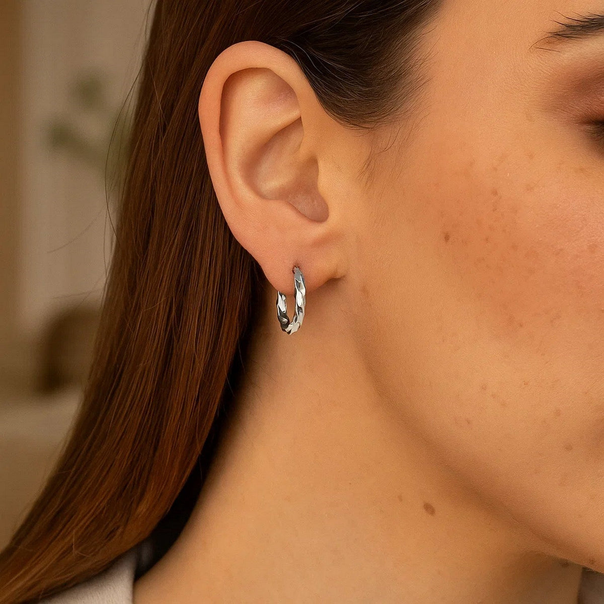 Spiral Style Polished Hoop Earrings in Sterling Silver(3x15mm) - LinkagejewelrydesignLinkagejewelrydesign