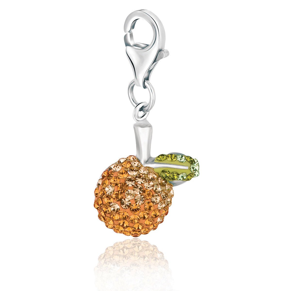 Sterling Silver Apple Citrine Tone Crystal Studded Charm - LinkagejewelrydesignLinkagejewelrydesign