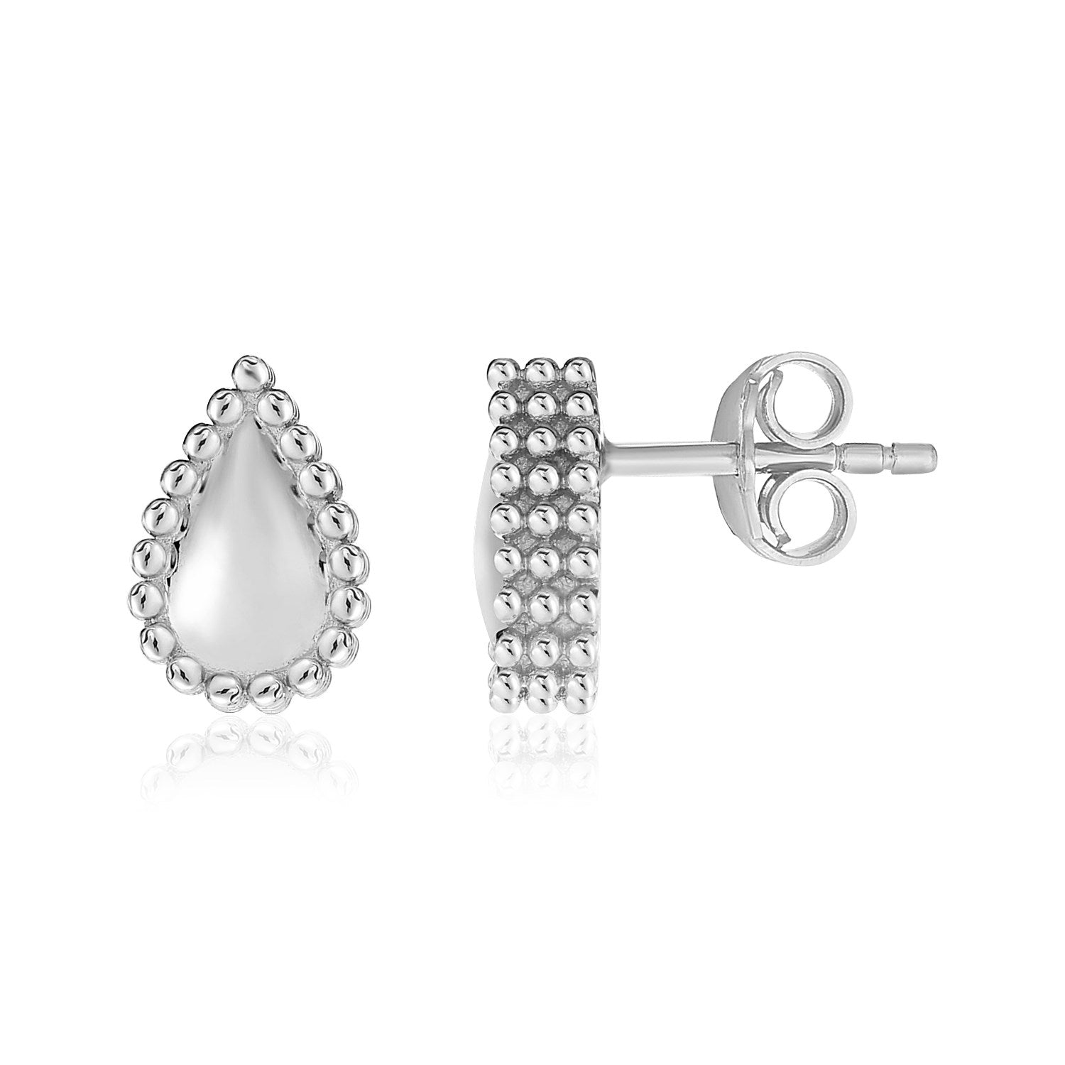 Sterling Silver Beaded Teardrop Earrings - LinkagejewelrydesignLinkagejewelrydesign