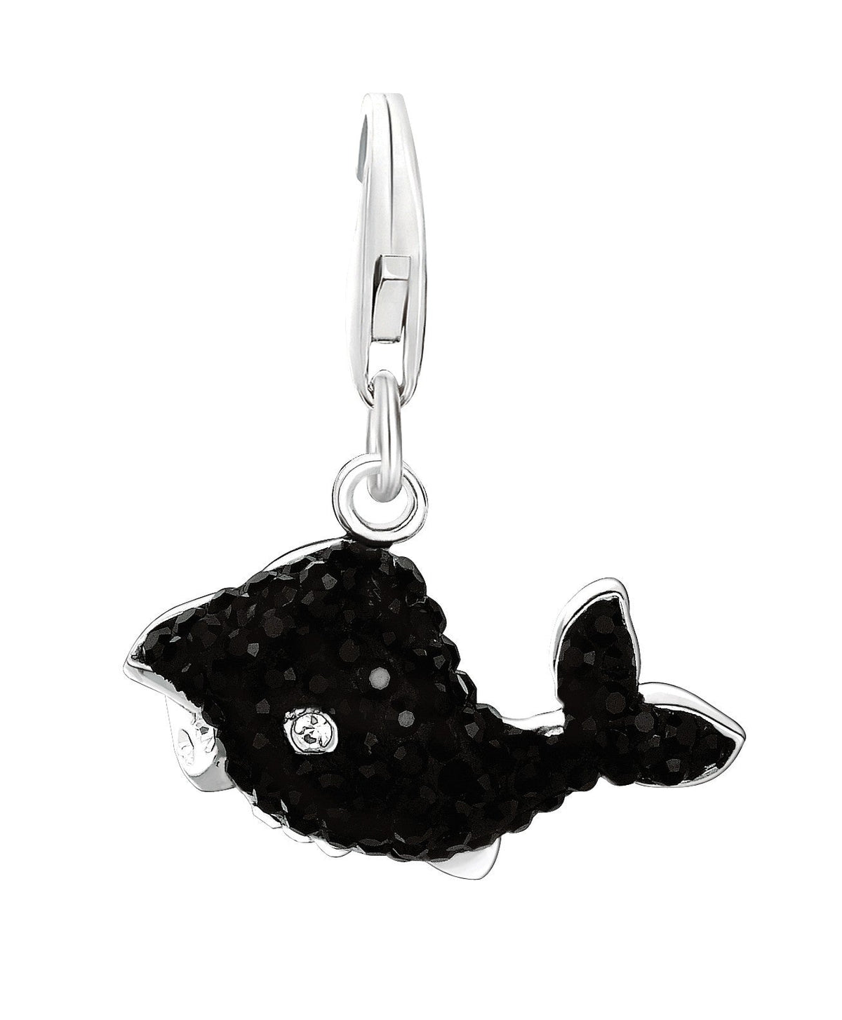 Sterling Silver Black Tone Crystal Accented Whale Charm - LinkagejewelrydesignLinkagejewelrydesign