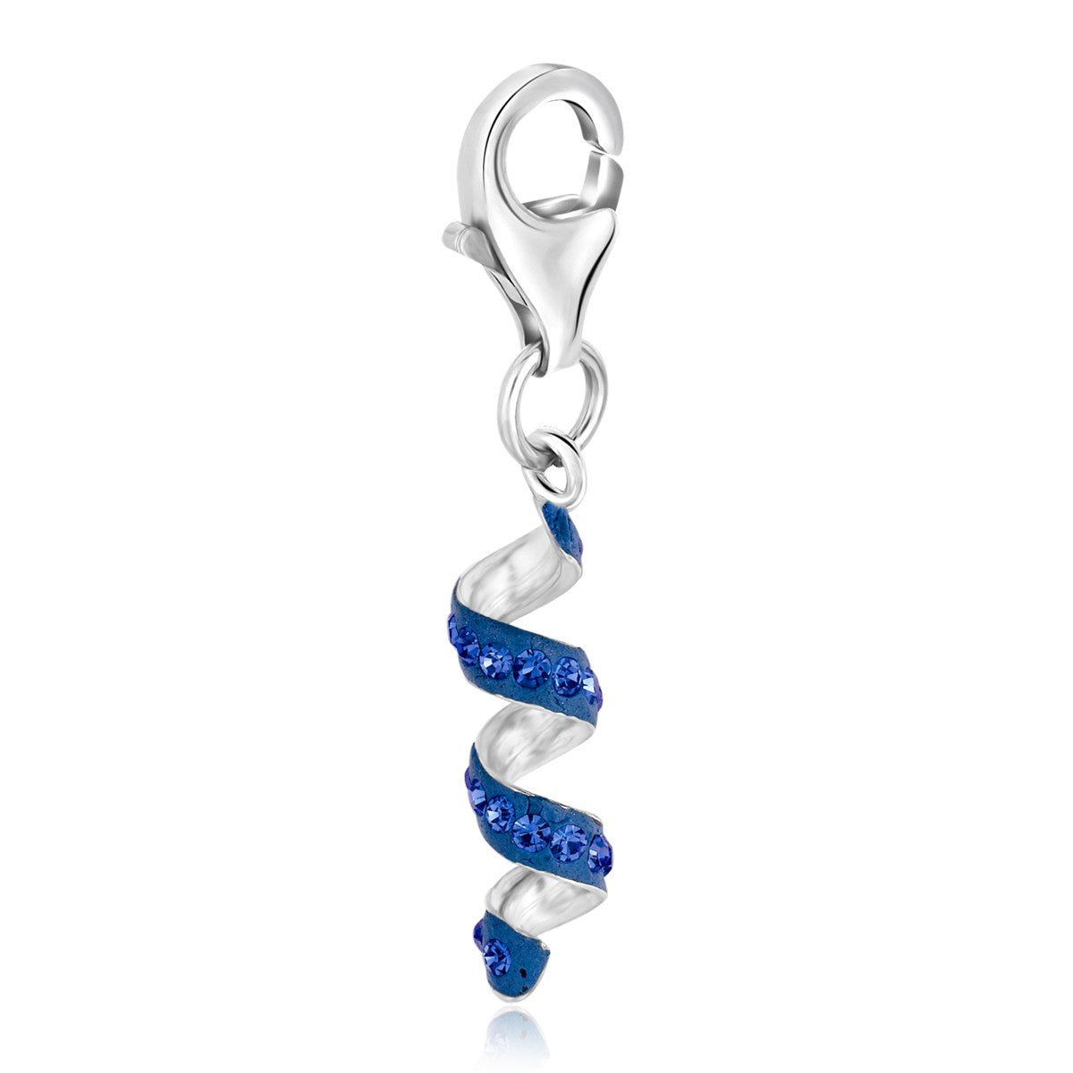 Sterling Silver Blue Tone Crystal Embellished Coil Charm - LinkagejewelrydesignLinkagejewelrydesign