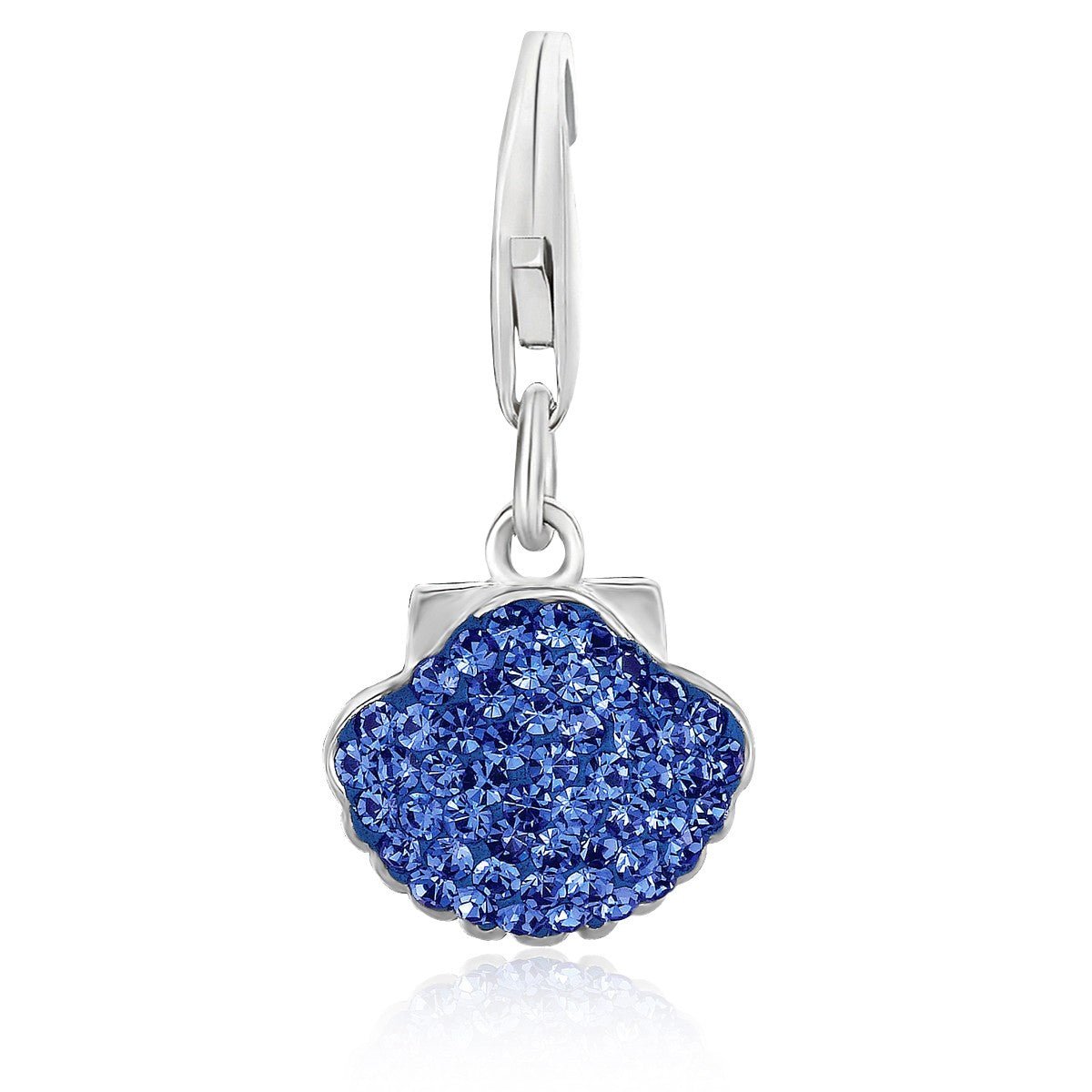 Sterling Silver Blue Tone Crystal Encrusted Sea Shell Charm - LinkagejewelrydesignLinkagejewelrydesign