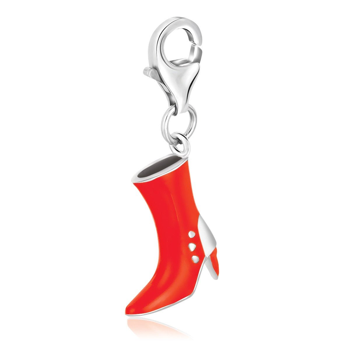 Sterling Silver Boot Charm with Orange Enamel Coating - LinkagejewelrydesignLinkagejewelrydesign