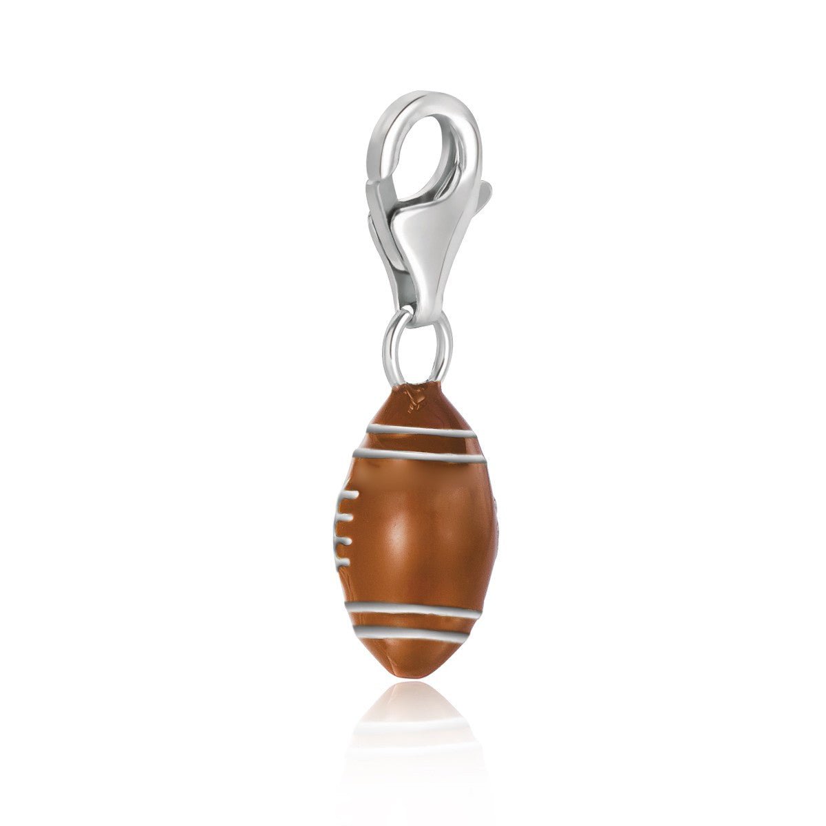 Sterling silver Brown Enameled Football Charm - LinkagejewelrydesignLinkagejewelrydesign