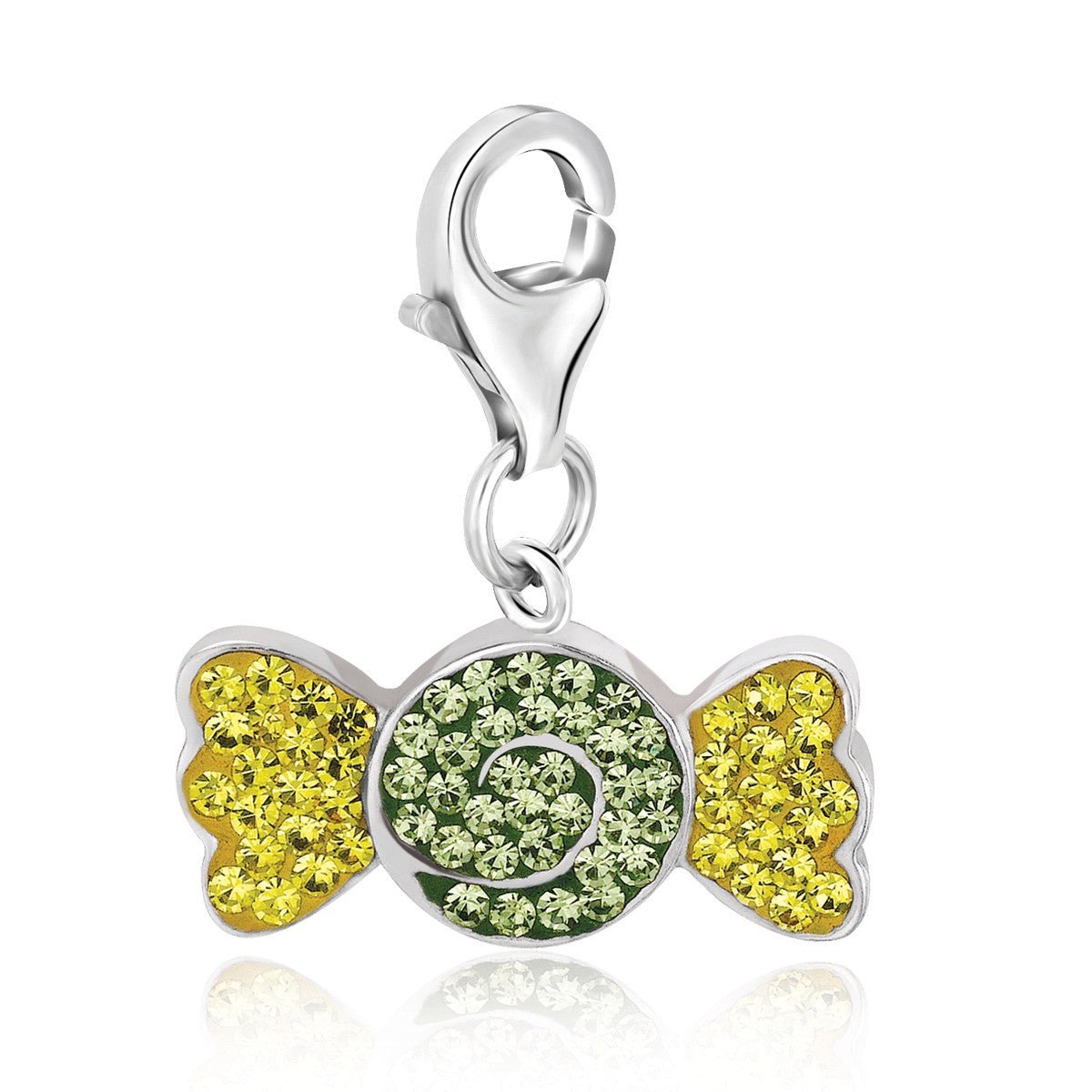Sterling Silver Candy Style Charm with Lime and Yellow Crystal Embellishments - LinkagejewelrydesignLinkagejewelrydesign