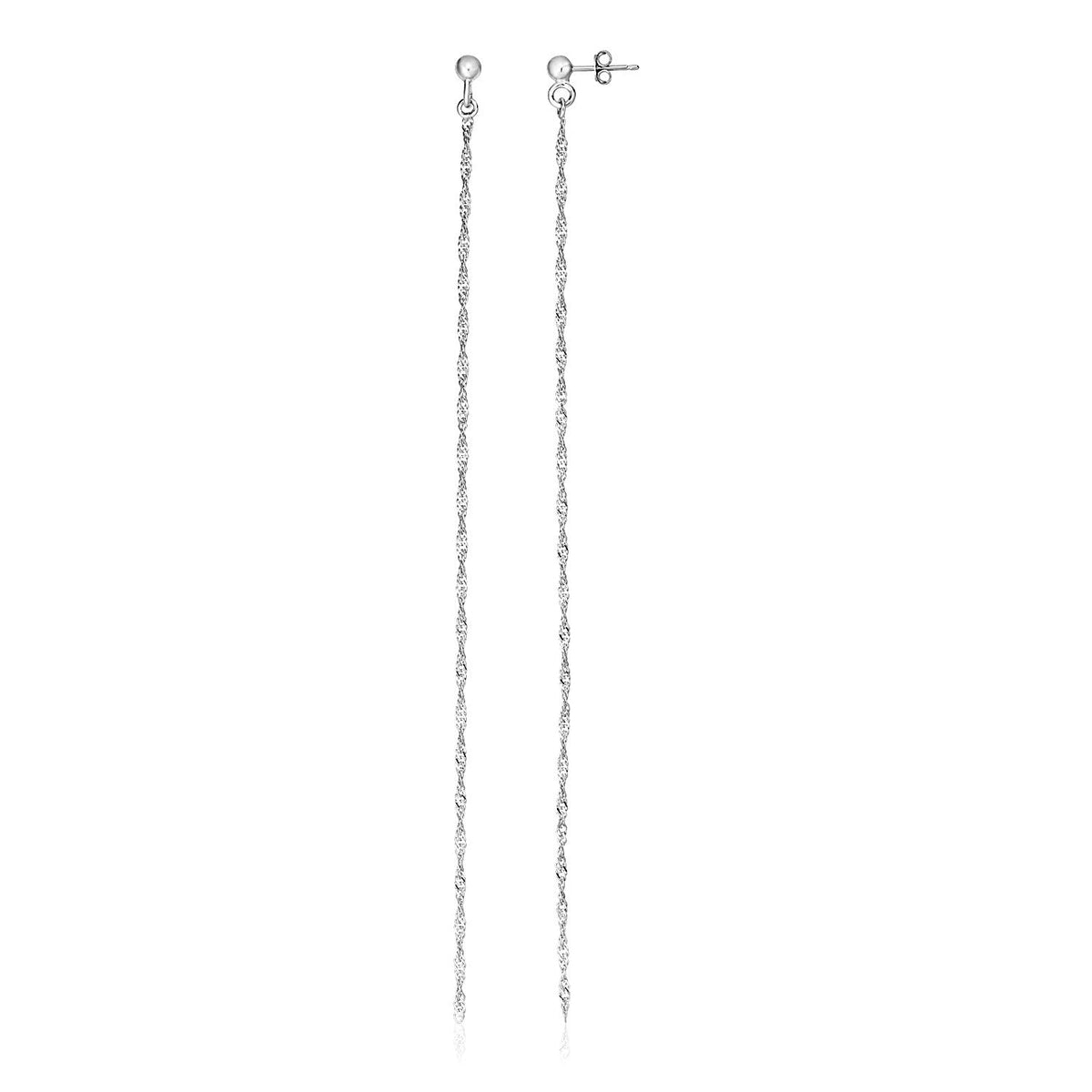 Sterling Silver Dangle Earrings with Textured Chains - LinkagejewelrydesignLinkagejewelrydesign