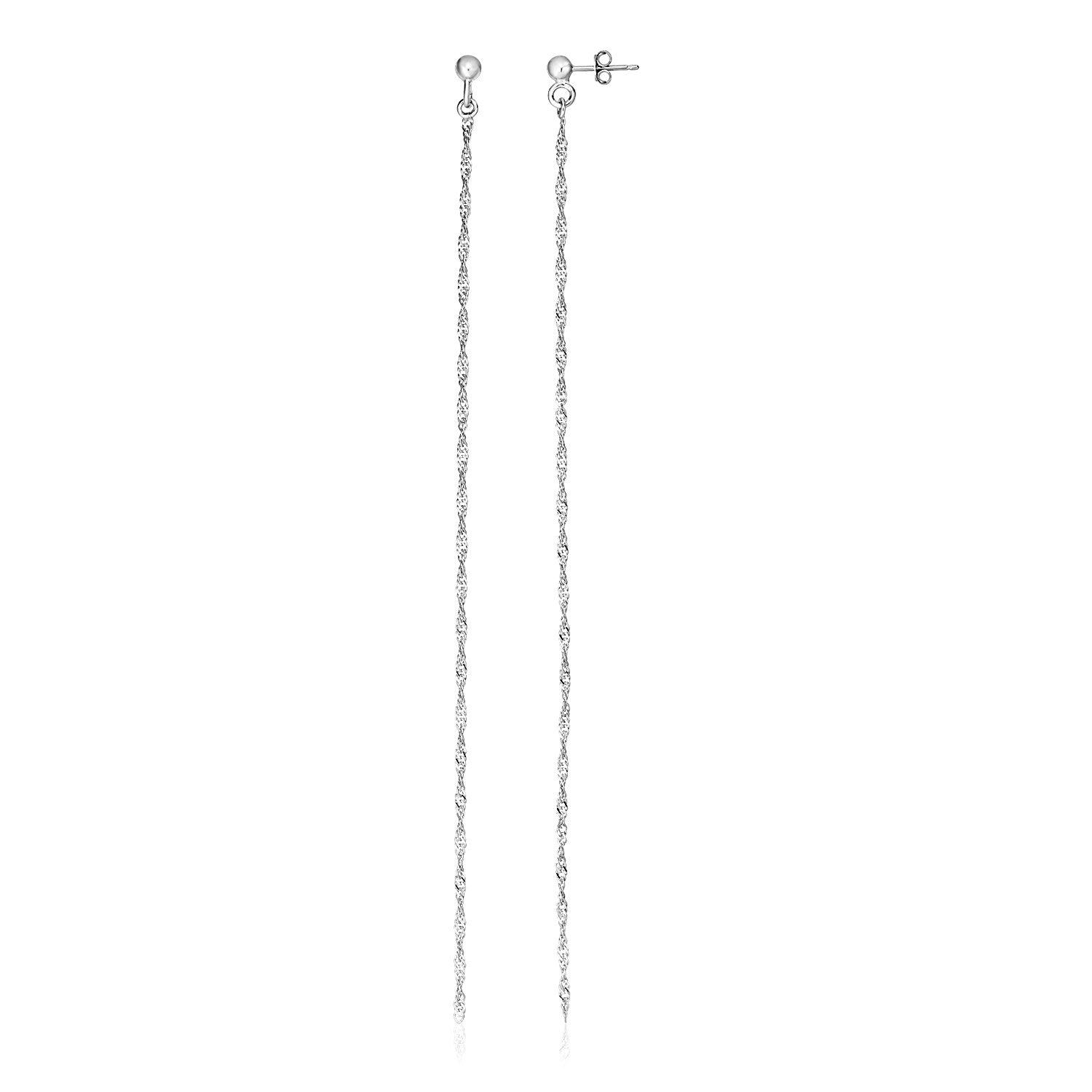 Sterling Silver Dangle Earrings with Textured Chains - LinkagejewelrydesignLinkagejewelrydesign
