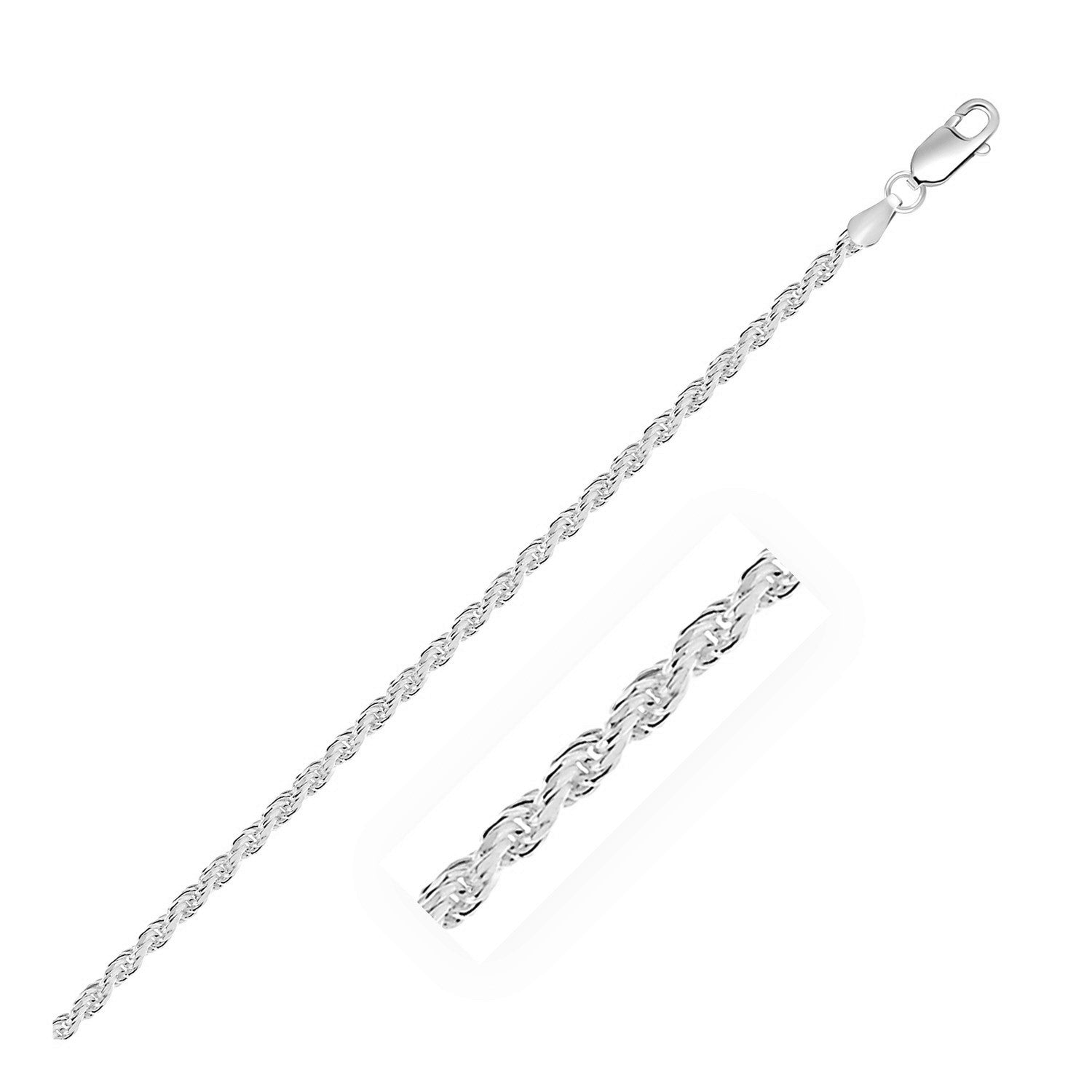 Sterling Silver Diamond Cut Rope Style Chain (2.90 mm) - LinkagejewelrydesignLinkagejewelrydesign
