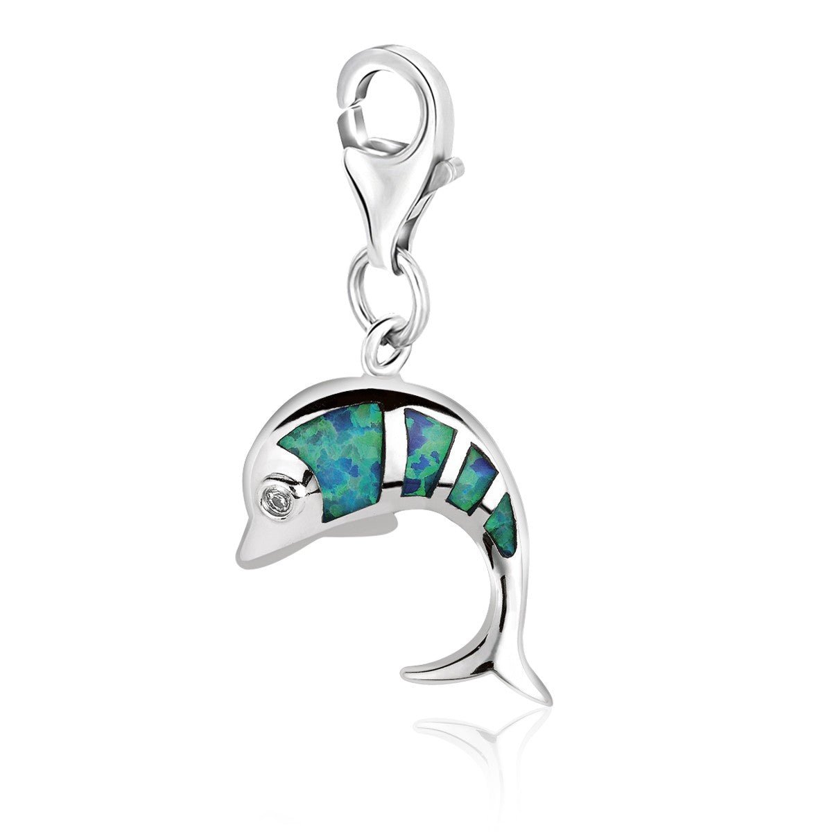 Sterling Silver Dolphin Opal Accented Charm - LinkagejewelrydesignLinkagejewelrydesign