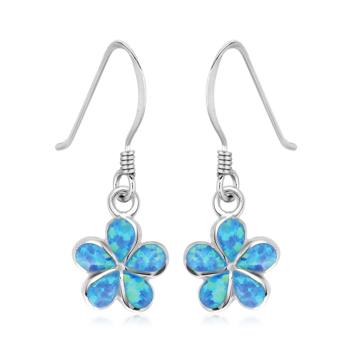 Sterling Silver Flower Dangle Earrings with Opal - LinkagejewelrydesignLinkagejewelrydesign
