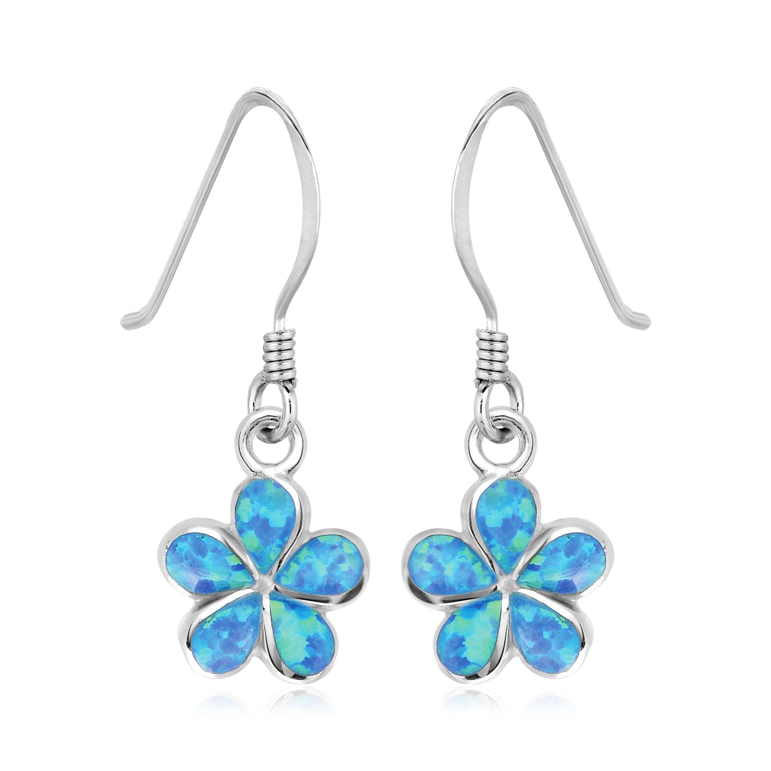 Sterling Silver Flower Dangle Earrings with Opal - LinkagejewelrydesignLinkagejewelrydesign