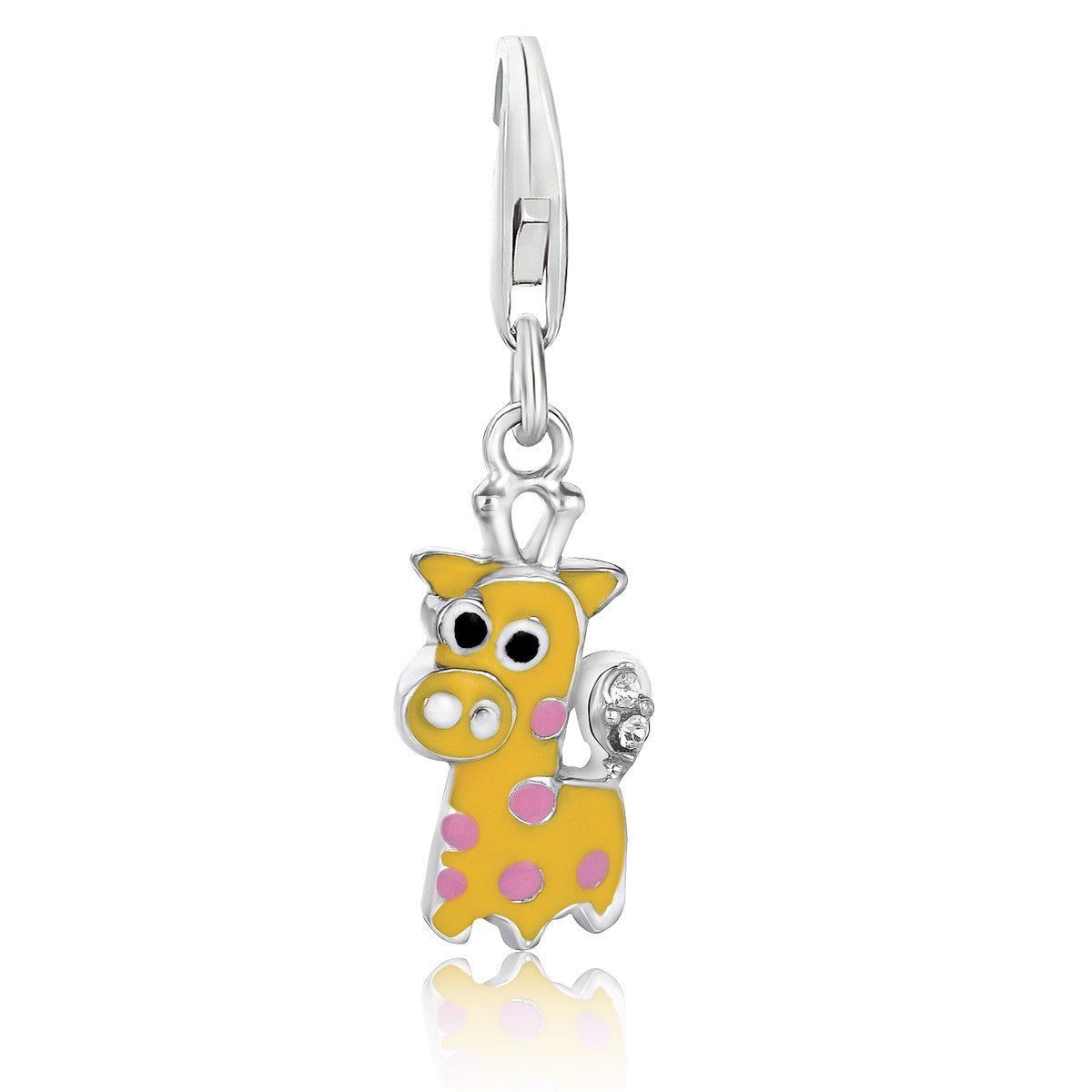 Sterling Silver Giraffe Multi Color Enameled Charm - LinkagejewelrydesignLinkagejewelrydesign