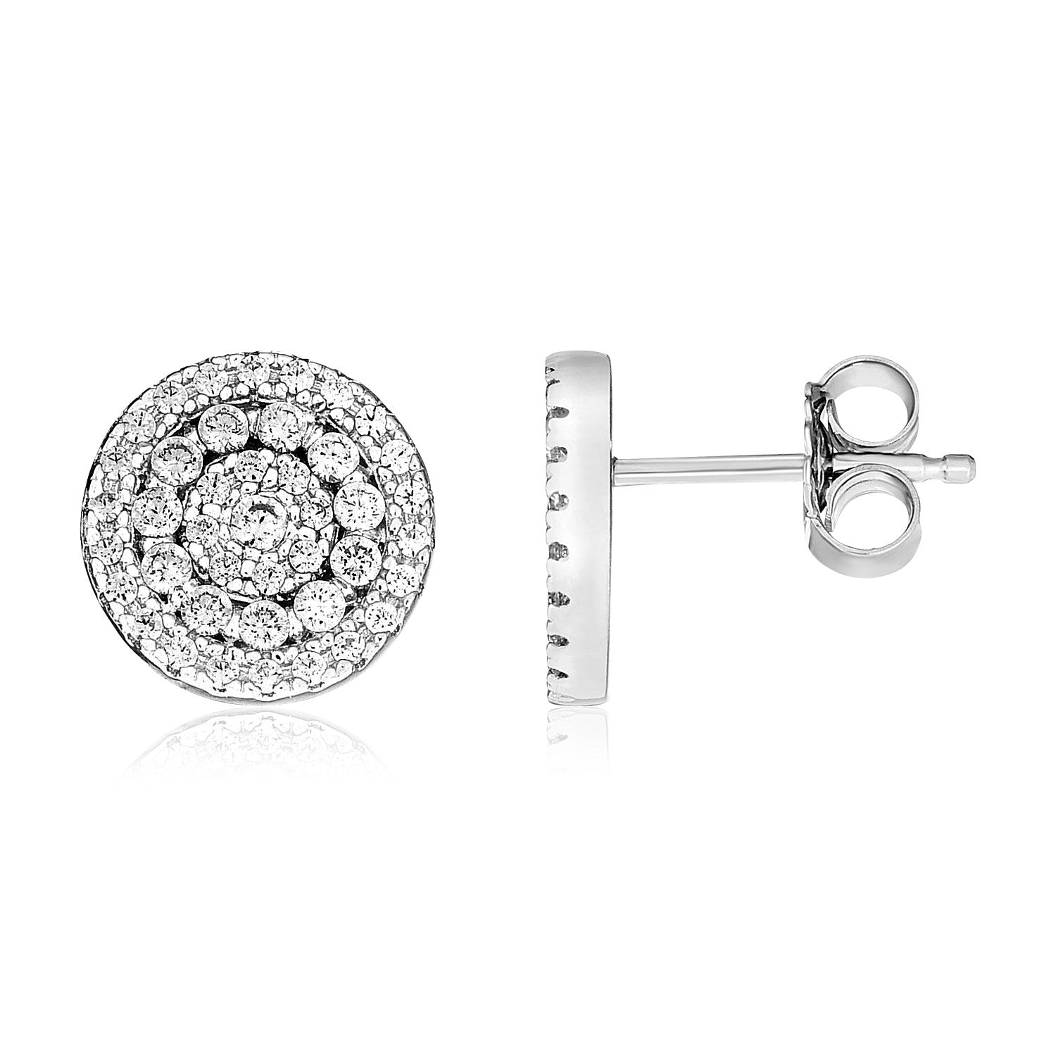 Sterling Silver Halo Style Cubic Zirconia Earrings - LinkagejewelrydesignLinkagejewelrydesign