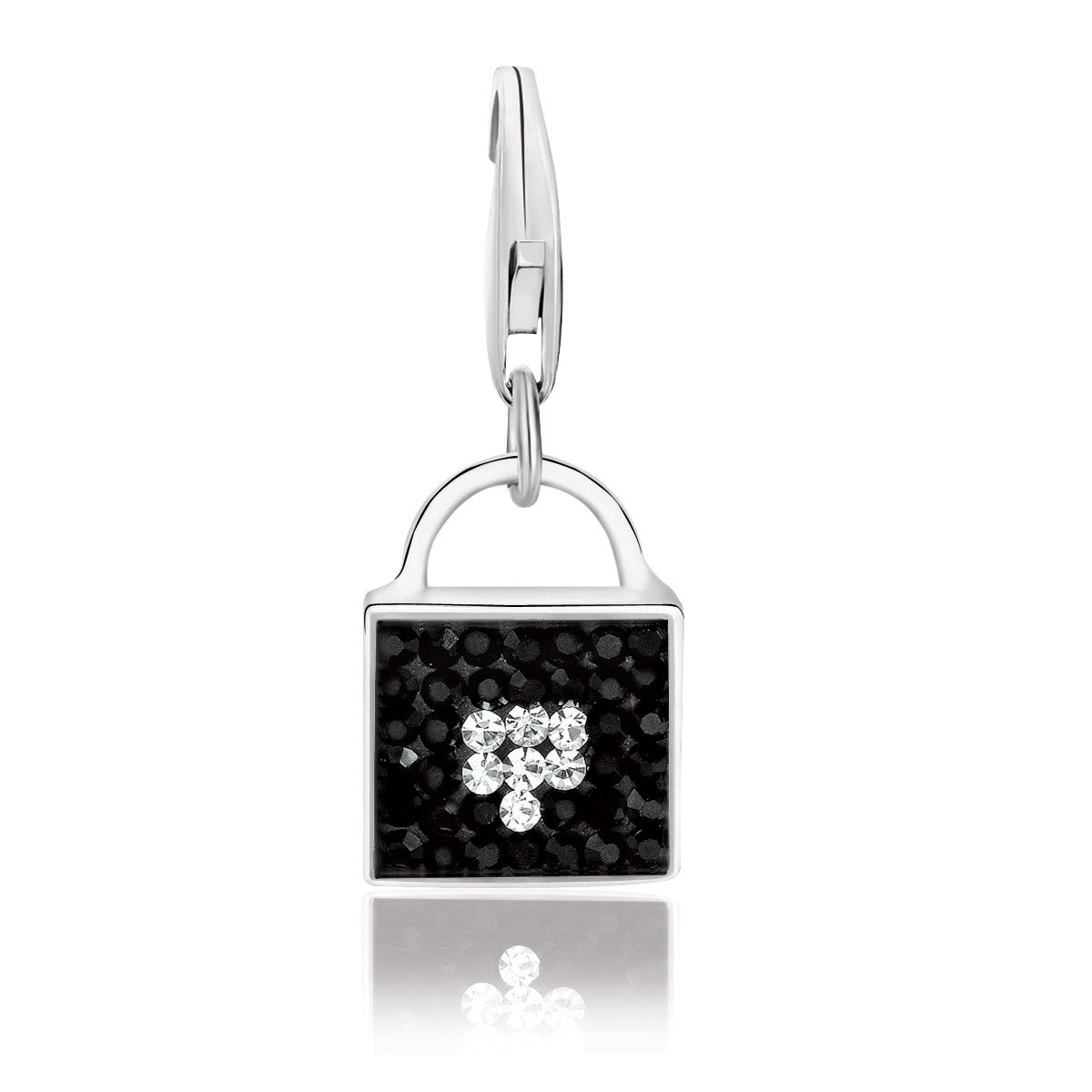 Sterling Silver Handbag Charm with Black and White Tone Crystal Accents - LinkagejewelrydesignLinkagejewelrydesign