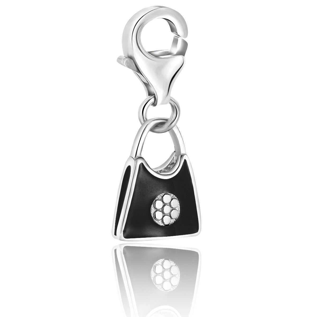 Sterling Silver Handbag Charm with Black Enamel Finishing - LinkagejewelrydesignLinkagejewelrydesign
