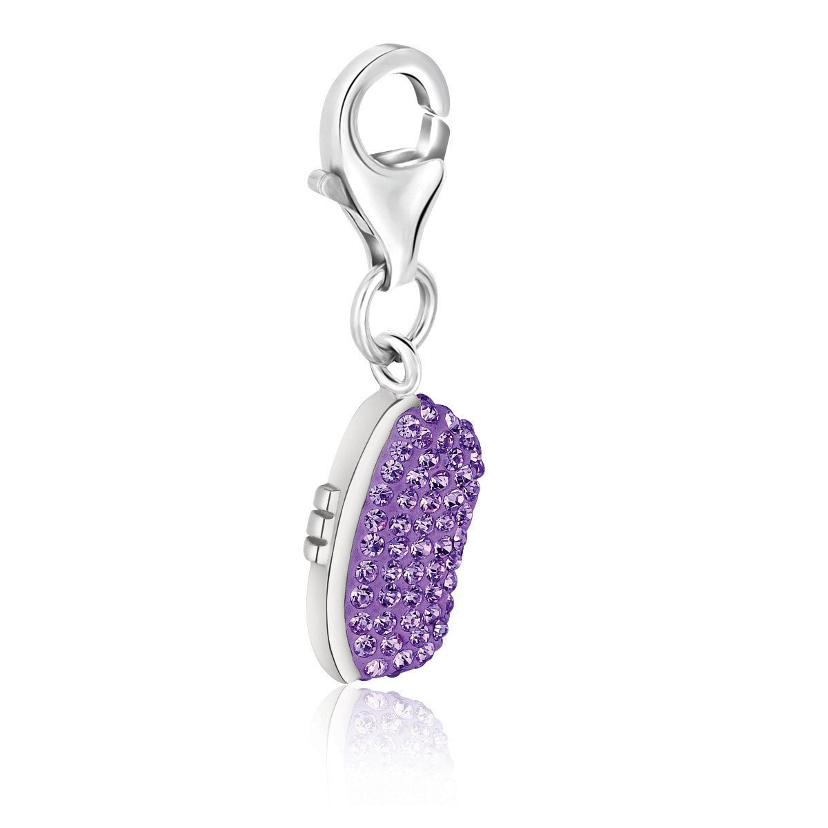 Sterling Silver Handbag Charm with Lavender Tone Crystal Embellishments - LinkagejewelrydesignLinkagejewelrydesign