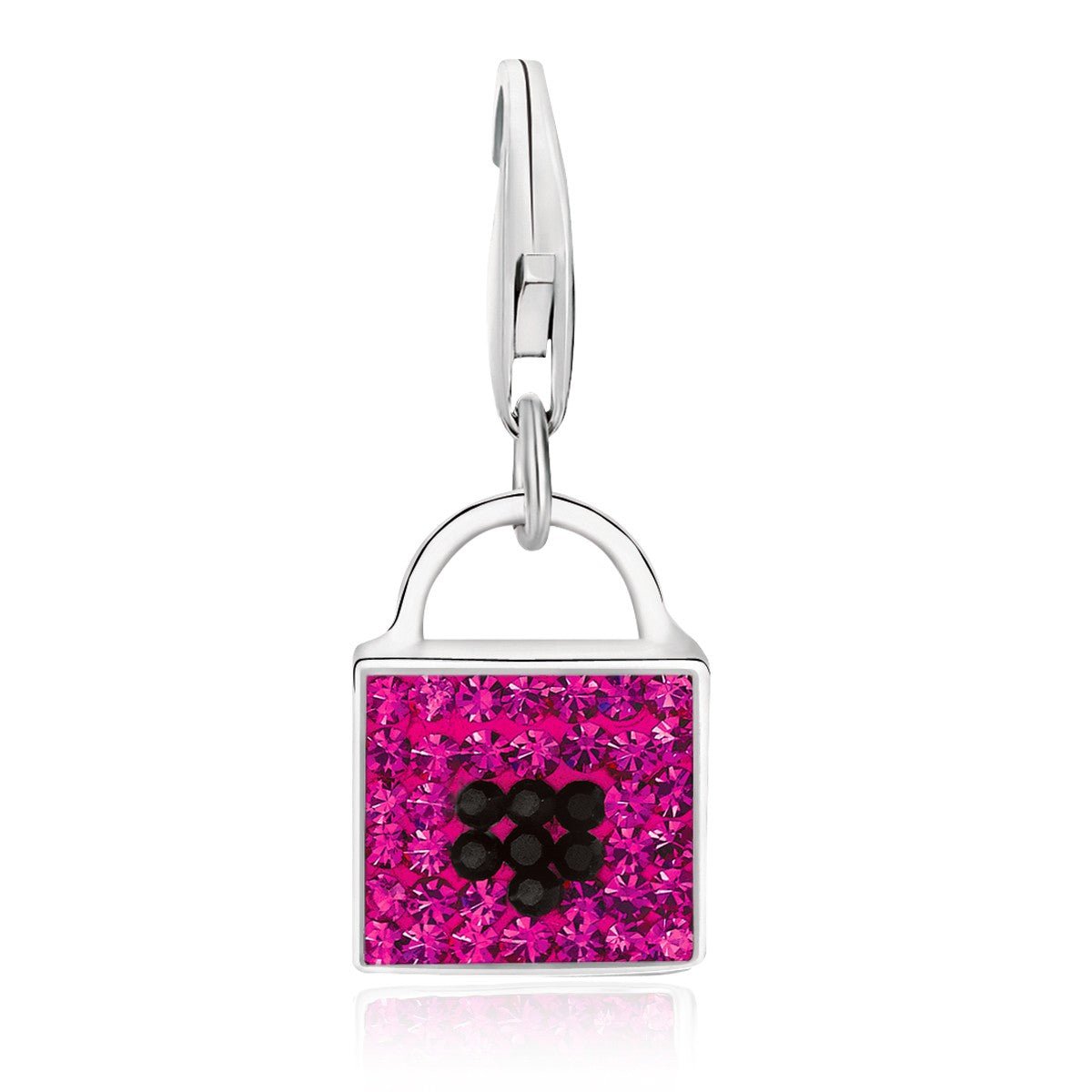 Sterling Silver Handbag Charm with Magenta and Black Tone Crystal Accents - LinkagejewelrydesignLinkagejewelrydesign