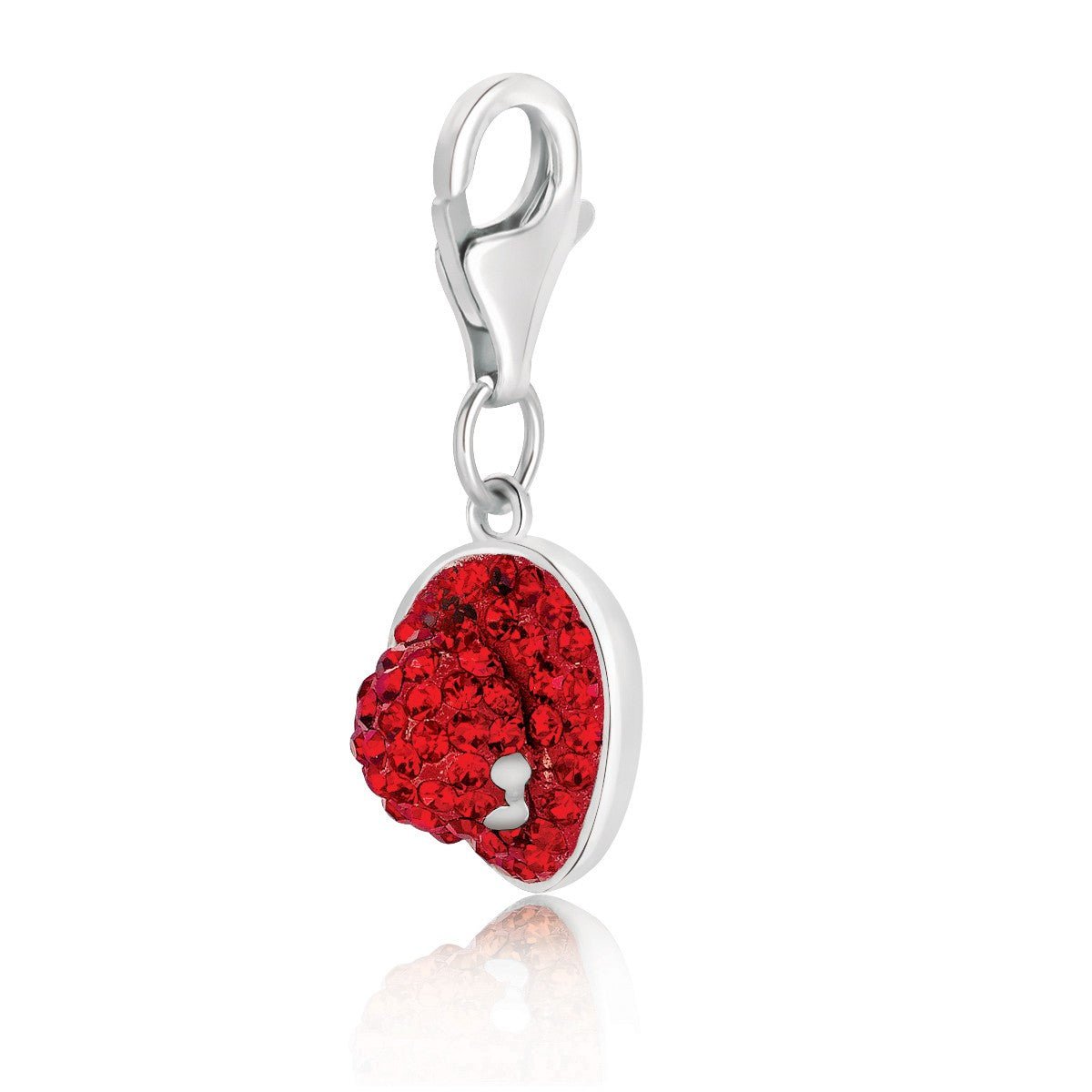 Sterling Silver Hat with Bow Charm with Red Tone Crystal Embellishments - LinkagejewelrydesignLinkagejewelrydesign
