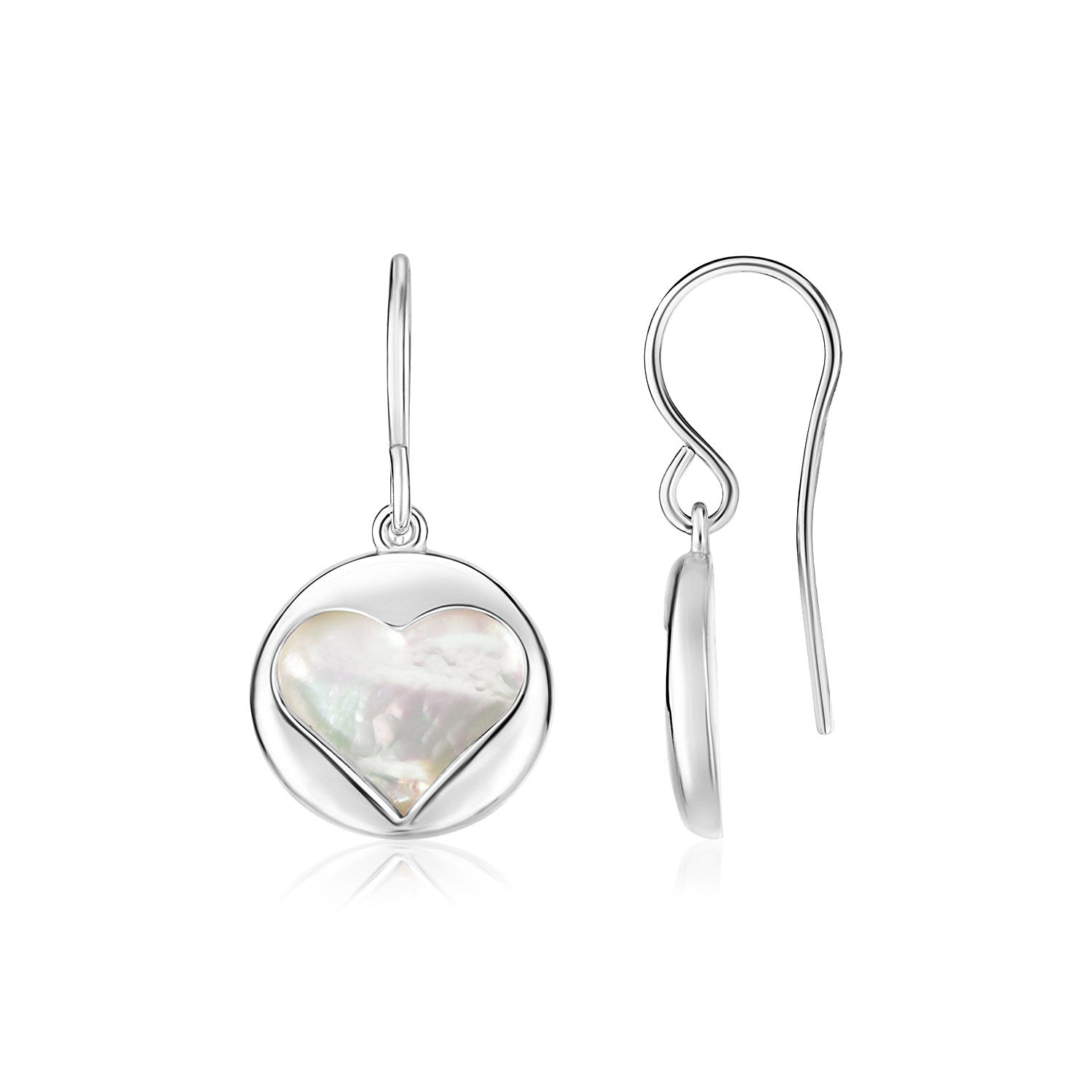 Sterling Silver Heart Cutout Earrings with Mother of Pearl - LinkagejewelrydesignLinkagejewelrydesign