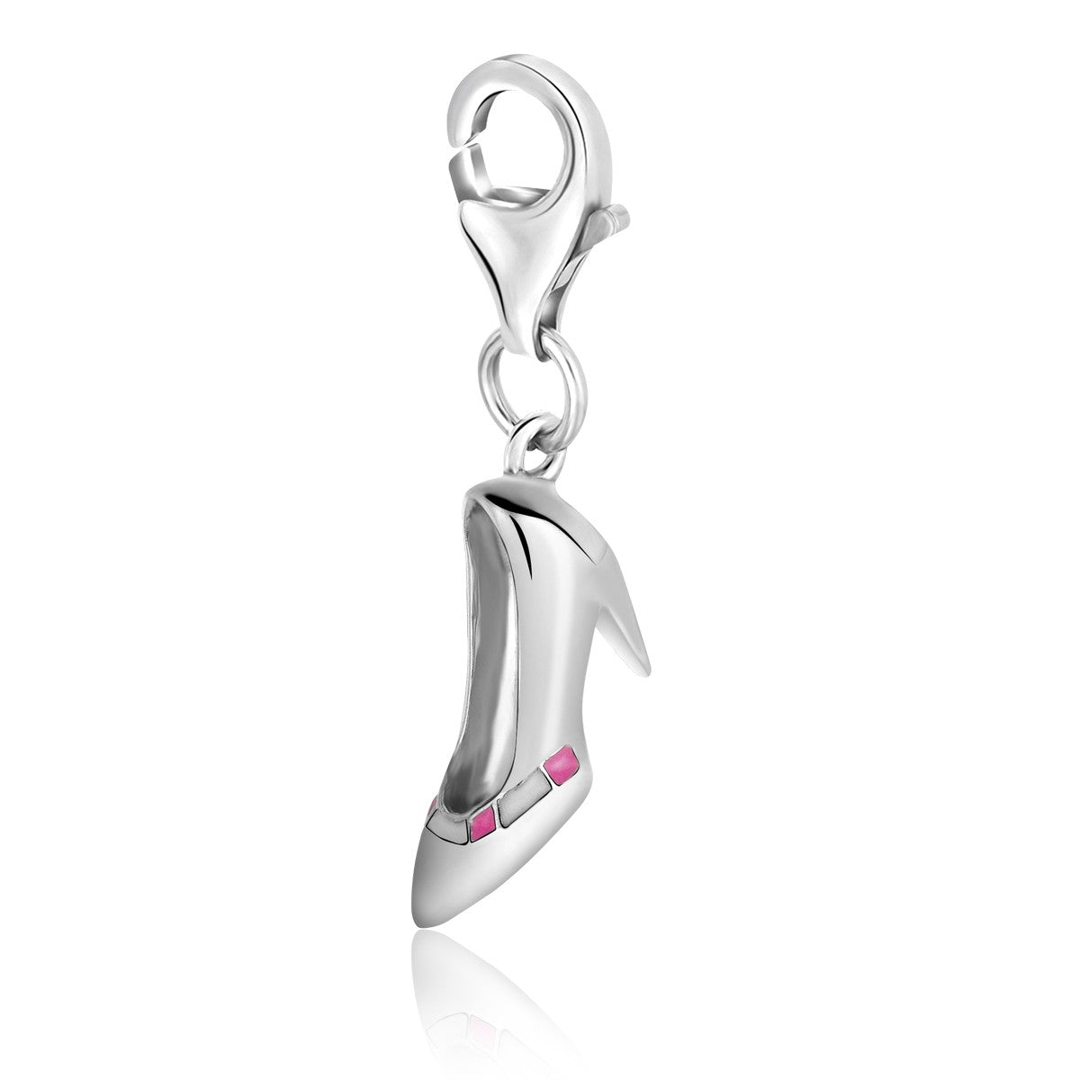 Sterling Silver High Heel Shoe Charm With Pink Enamel Accents - LinkagejewelrydesignLinkagejewelrydesign