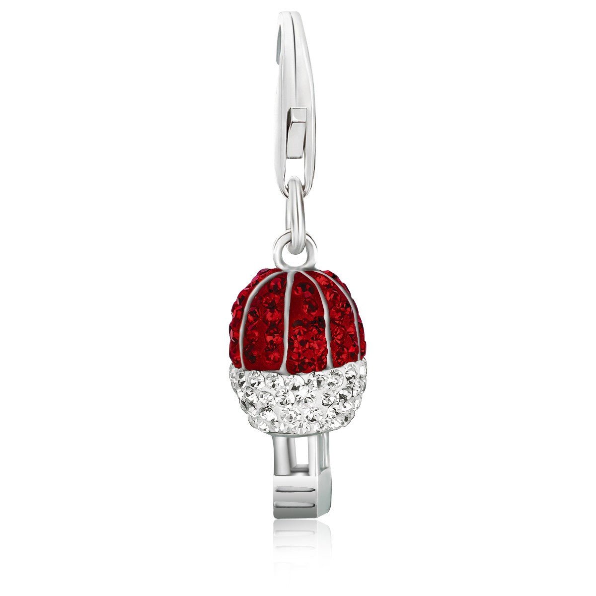Sterling Silver Hot Air Balloon Charm with Red and White Tone Crystal Accents - LinkagejewelrydesignLinkagejewelrydesign