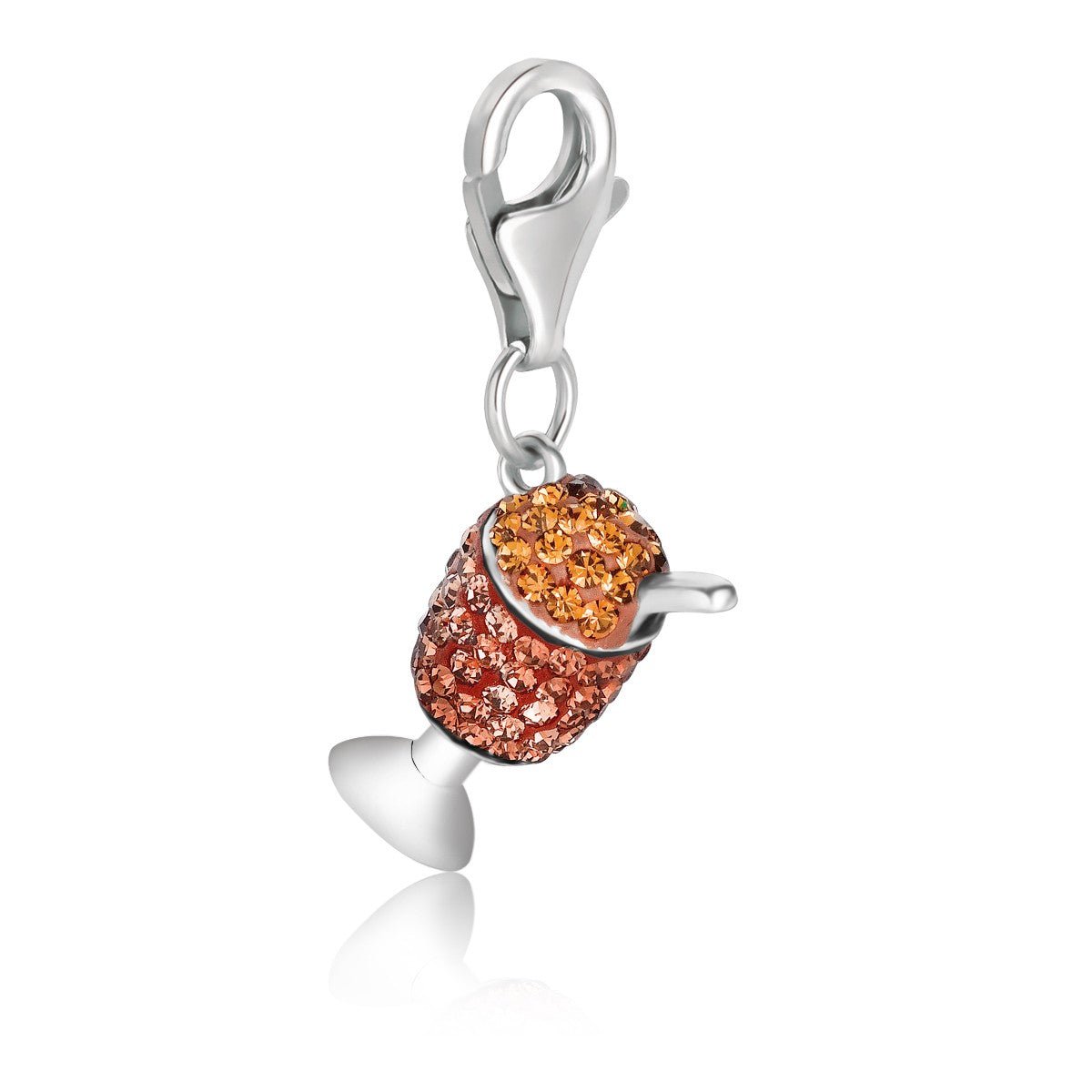 Sterling Silver Ice Cream in A Cup Charm with Multi Tone Crystal Accents - LinkagejewelrydesignLinkagejewelrydesign