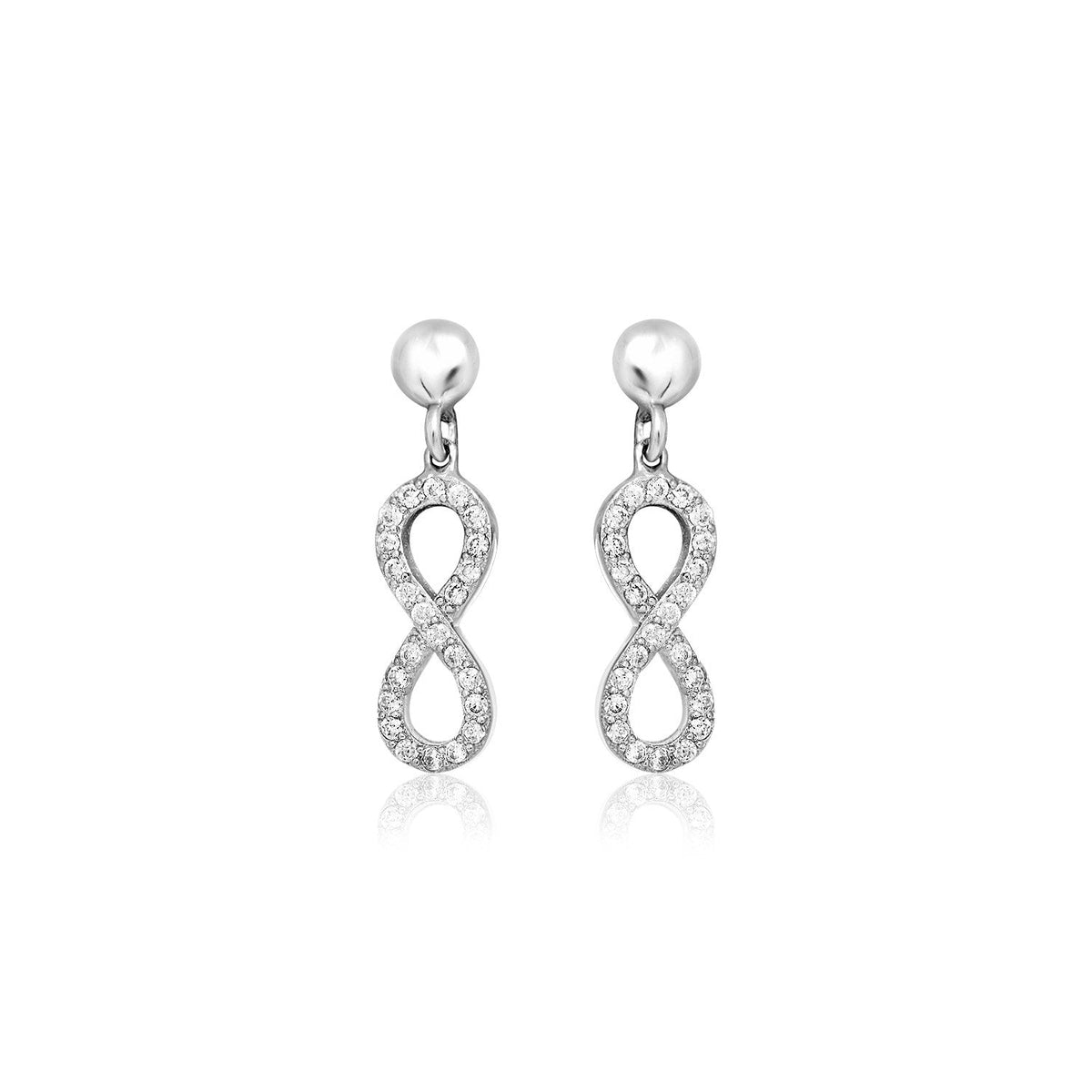 Sterling Silver Infinity Symbol Earrings with Cubic Zirconias - LinkagejewelrydesignLinkagejewelrydesign