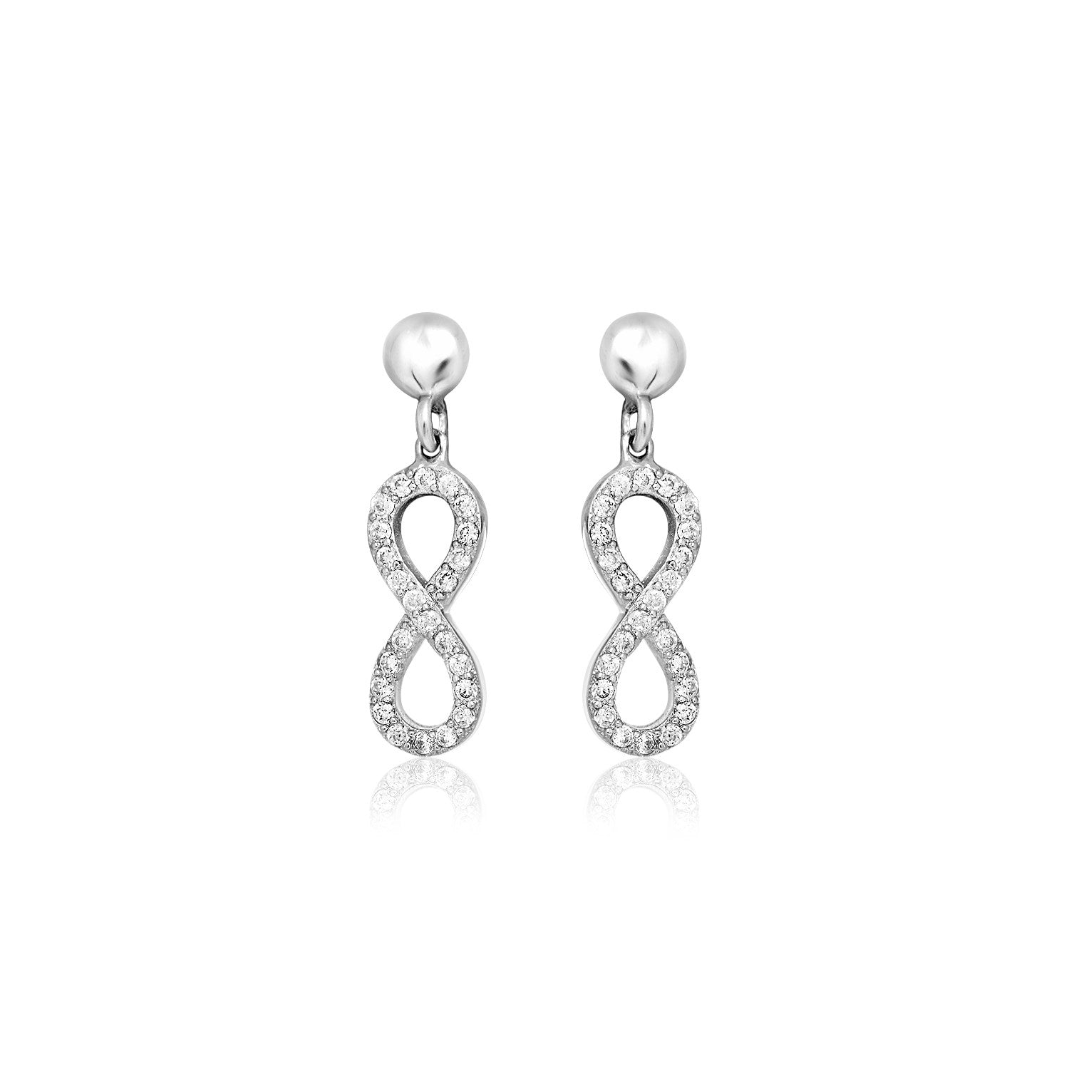 Sterling Silver Infinity Symbol Earrings with Cubic Zirconias - LinkagejewelrydesignLinkagejewelrydesign