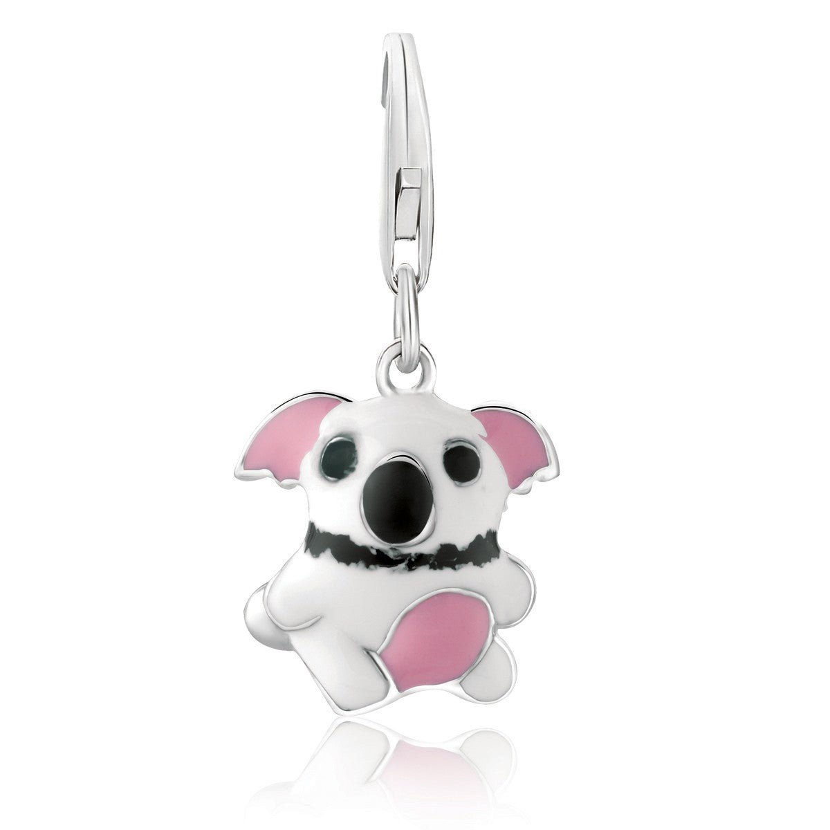 Sterling Silver Koala Bear Charm with Black and Pink Enamel Detailing - LinkagejewelrydesignLinkagejewelrydesign