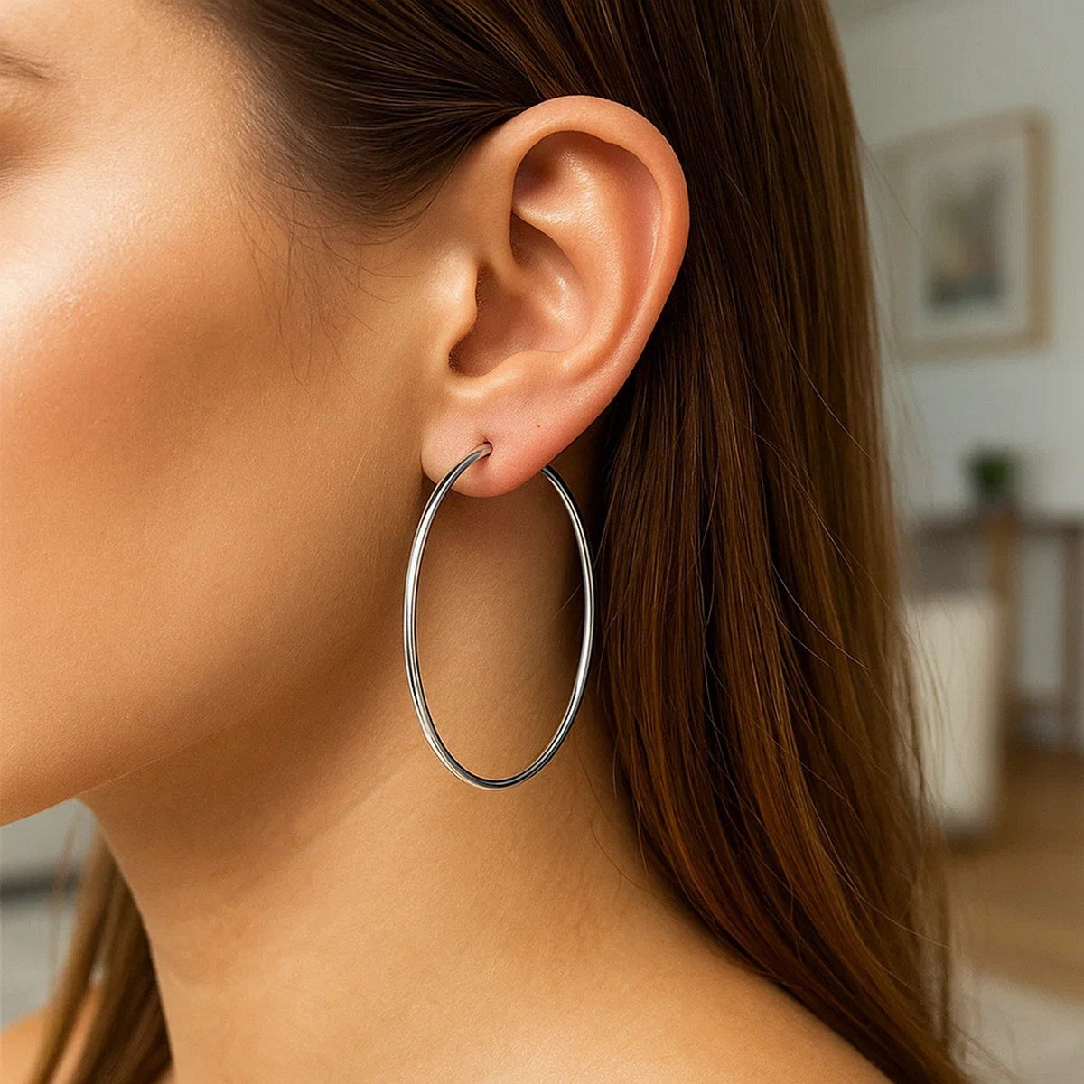 Sterling Silver Large Polished Round Hoop Earrings - LinkagejewelrydesignLinkagejewelrydesign