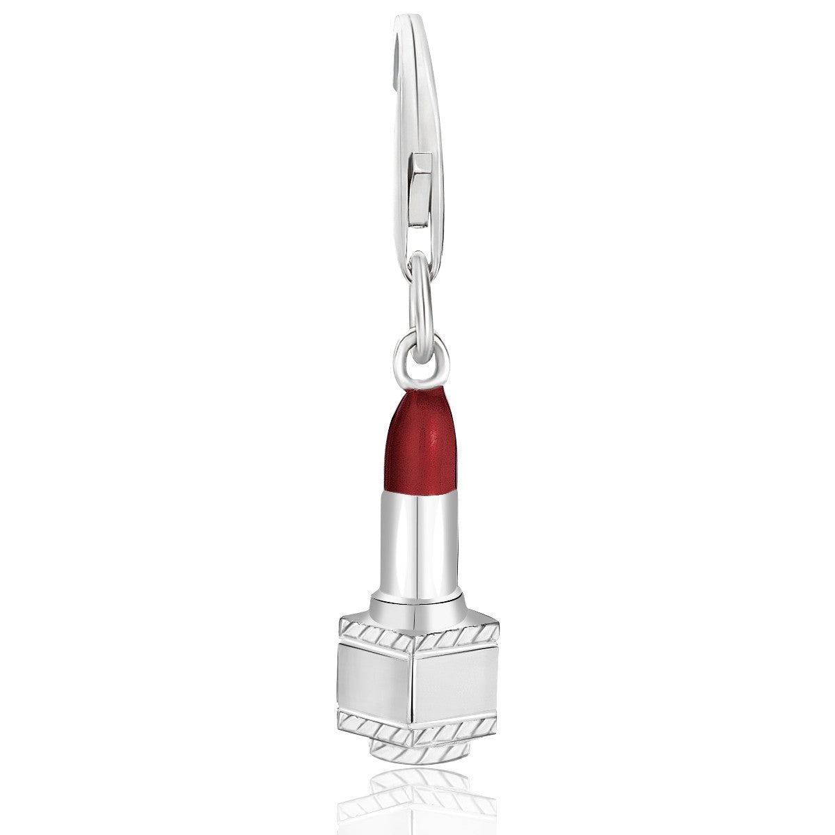 Sterling Silver Lipstick Charm with Enamel Finishing in Red Tone - LinkagejewelrydesignLinkagejewelrydesign
