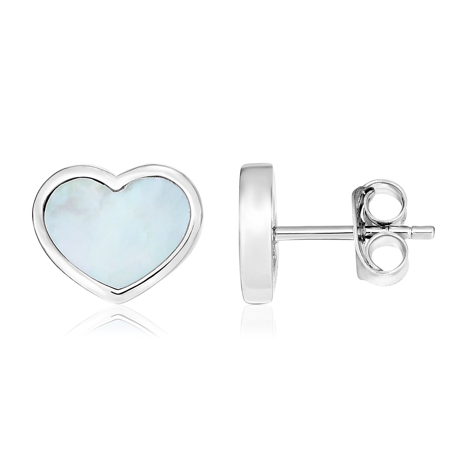 Sterling Silver Mother of Pearl Heart Earrings - LinkagejewelrydesignLinkagejewelrydesign