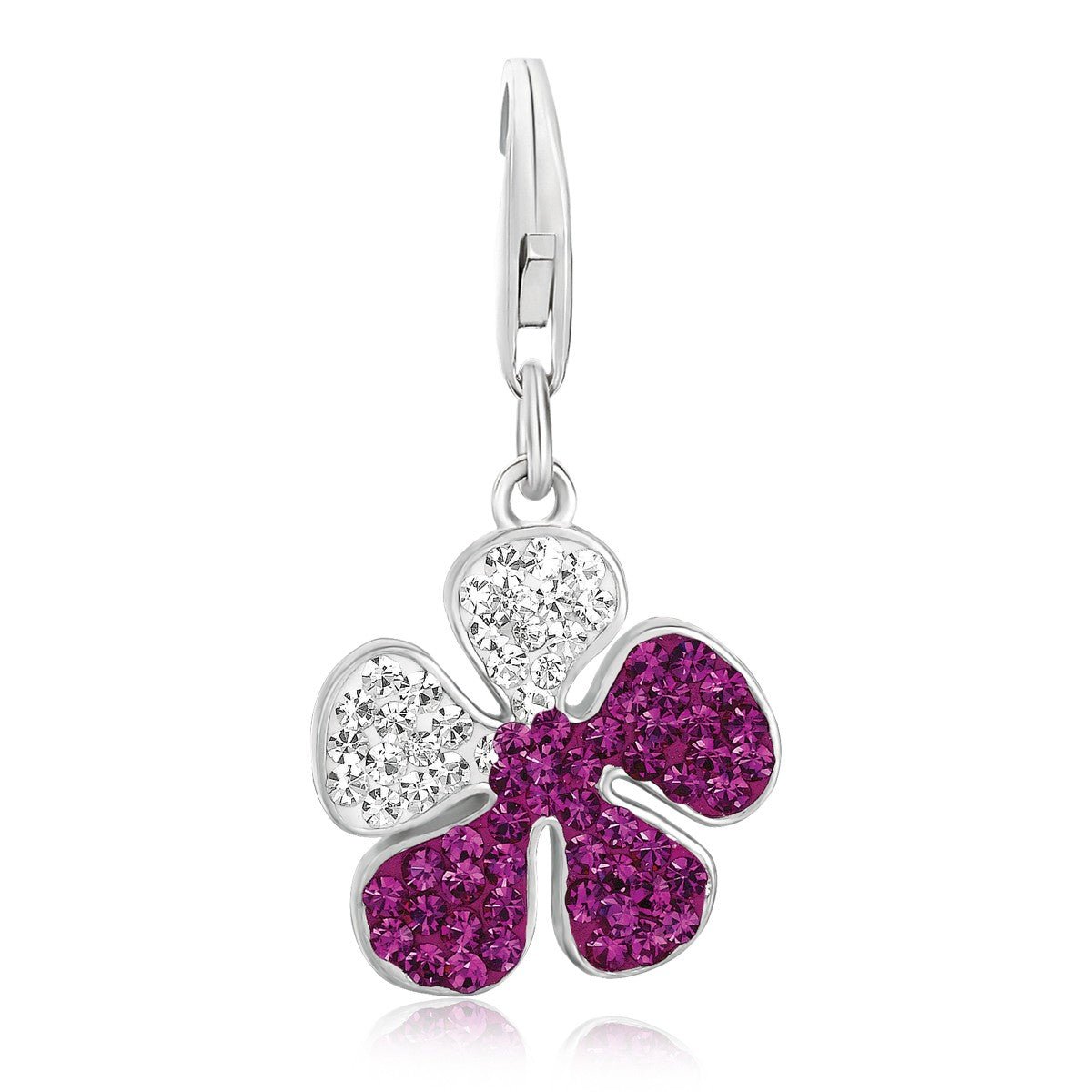 Sterling Silver Multi Color Crystal Accented Clover Leaf Charm - LinkagejewelrydesignLinkagejewelrydesign