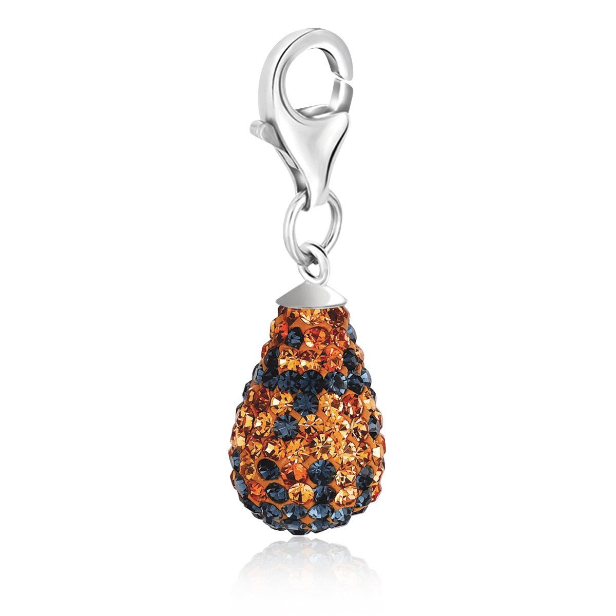 Sterling Silver Multi Color Crystal Studded Teardrop Charm - LinkagejewelrydesignLinkagejewelrydesign