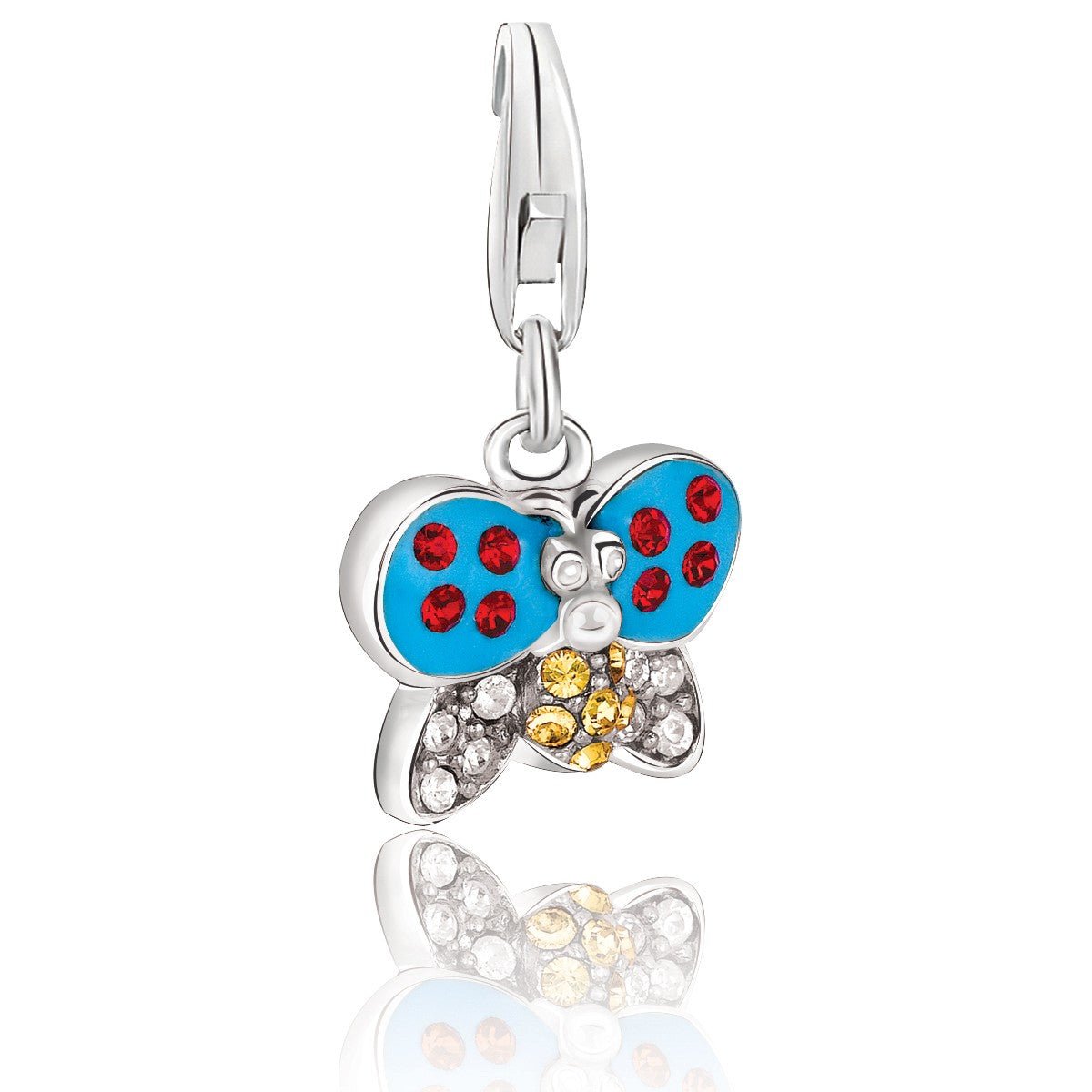 Sterling Silver Multi Tone Crystal Embellished Butterfly Charm - LinkagejewelrydesignLinkagejewelrydesign