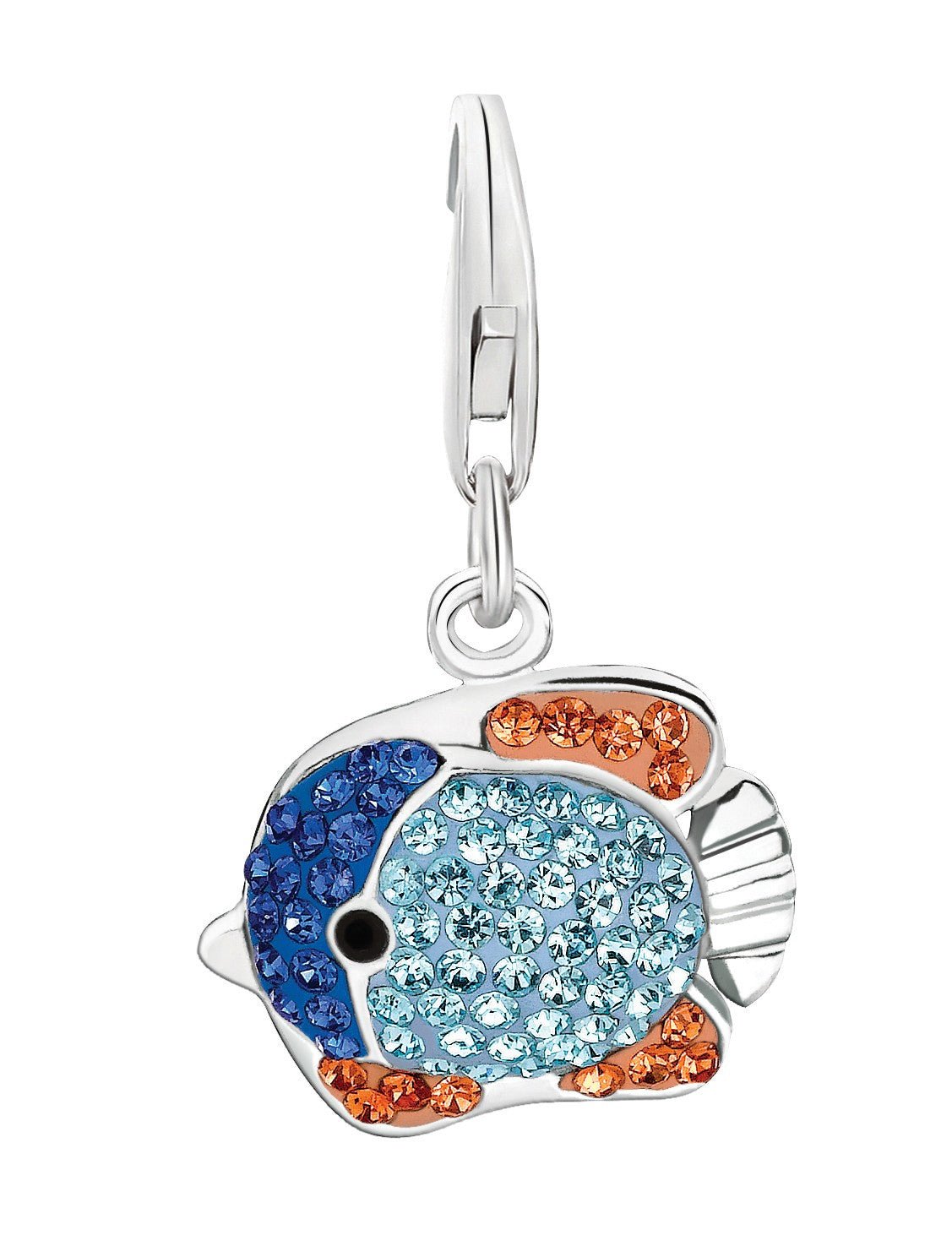 Sterling Silver Multi Tone Crystal Embellished Fish Charm - LinkagejewelrydesignLinkagejewelrydesign