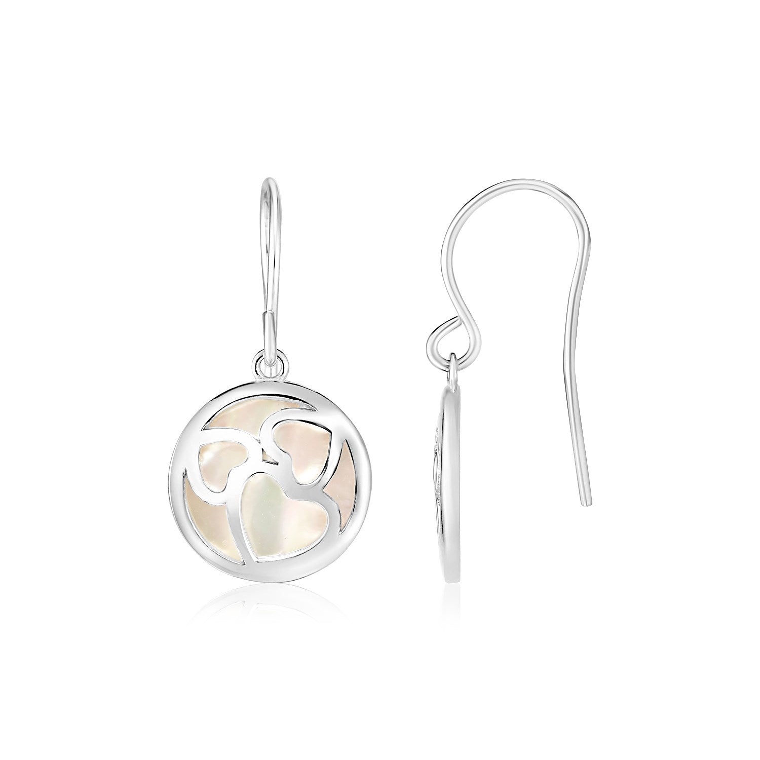 Sterling Silver Multiple Hearts Cutout Earrings with Mother of Pearl - LinkagejewelrydesignLinkagejewelrydesign
