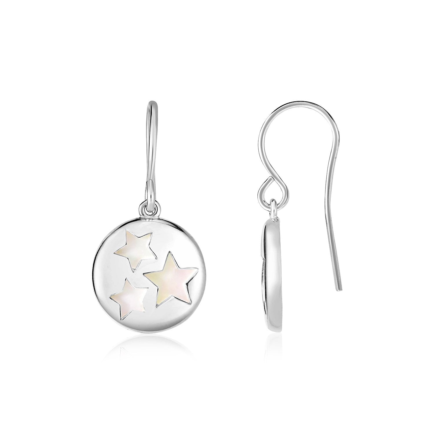 Sterling Silver Multiple Star Cutout Earrings with Mother of Pearl - LinkagejewelrydesignLinkagejewelrydesign