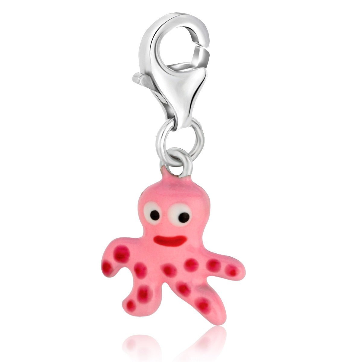 Sterling Silver Octopus Charm in Pink Enamel Finishing - LinkagejewelrydesignLinkagejewelrydesign