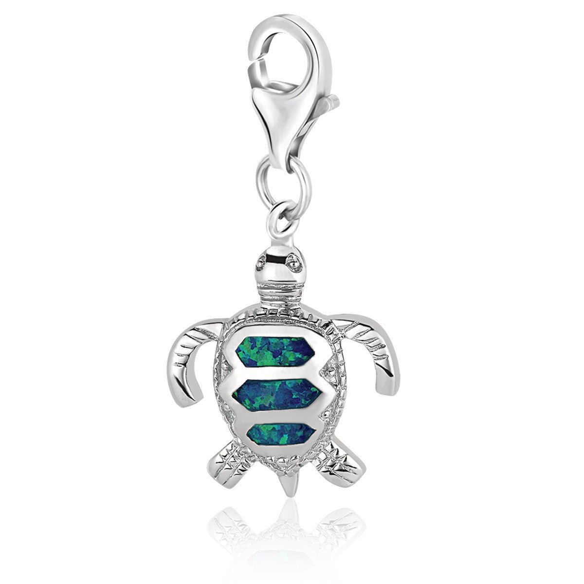 Sterling Silver Opal Accented Turtle Charm - LinkagejewelrydesignLinkagejewelrydesign