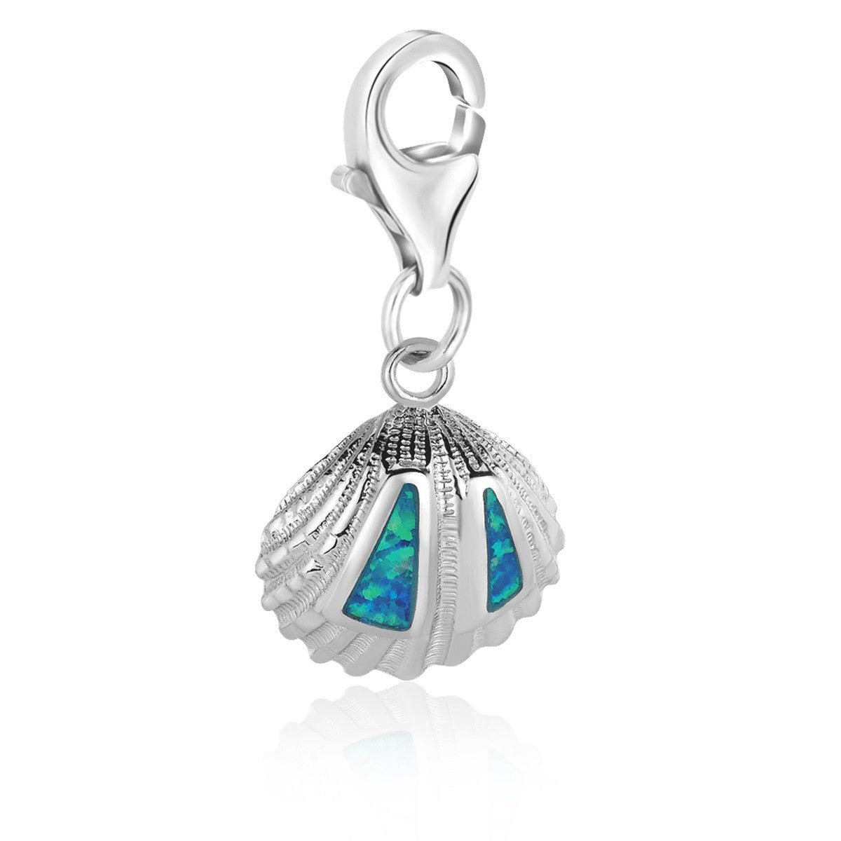 Sterling Silver Opal Embellished Shell Charm - LinkagejewelrydesignLinkagejewelrydesign