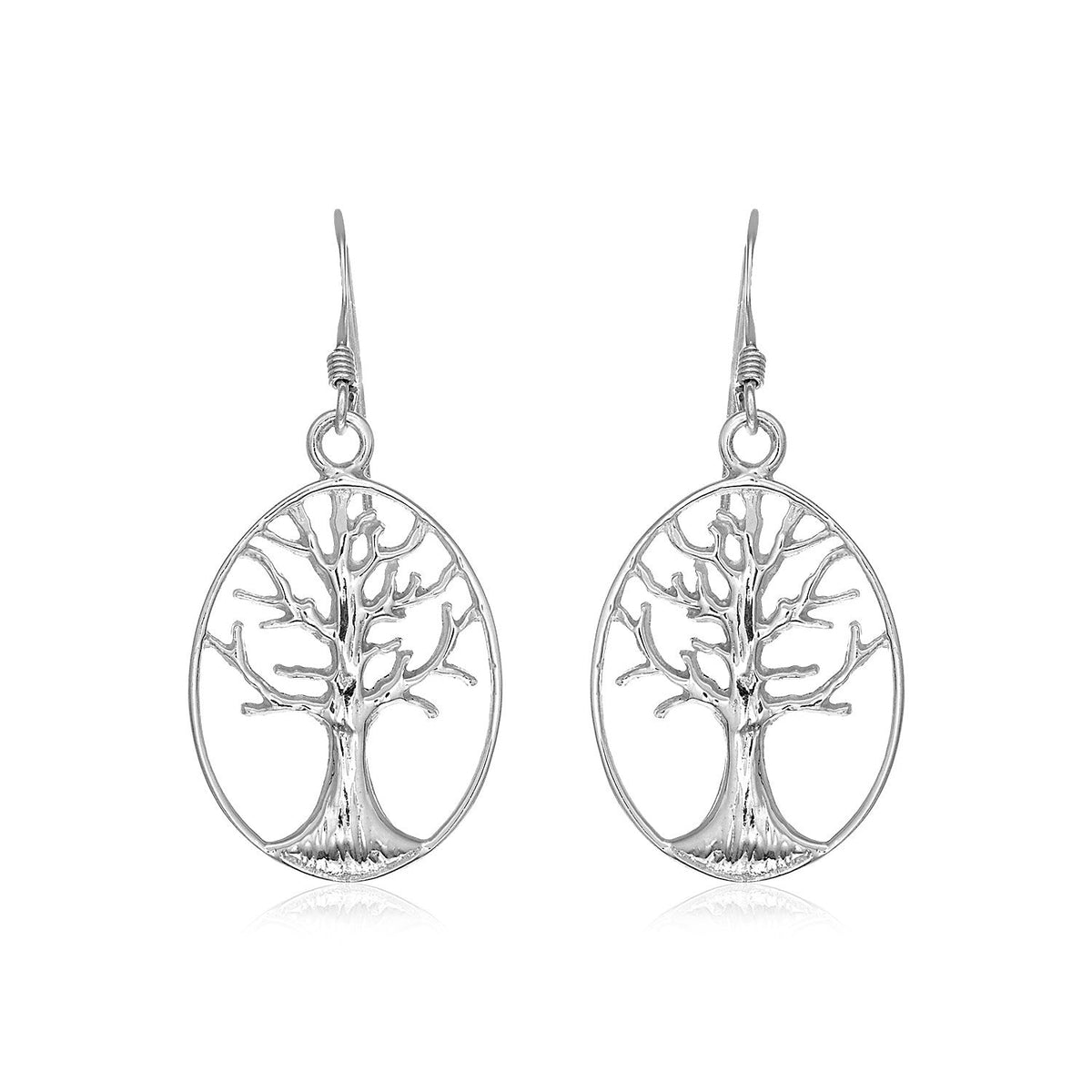 Sterling Silver Oval Round Tree of Life Earrings - LinkagejewelrydesignLinkagejewelrydesign