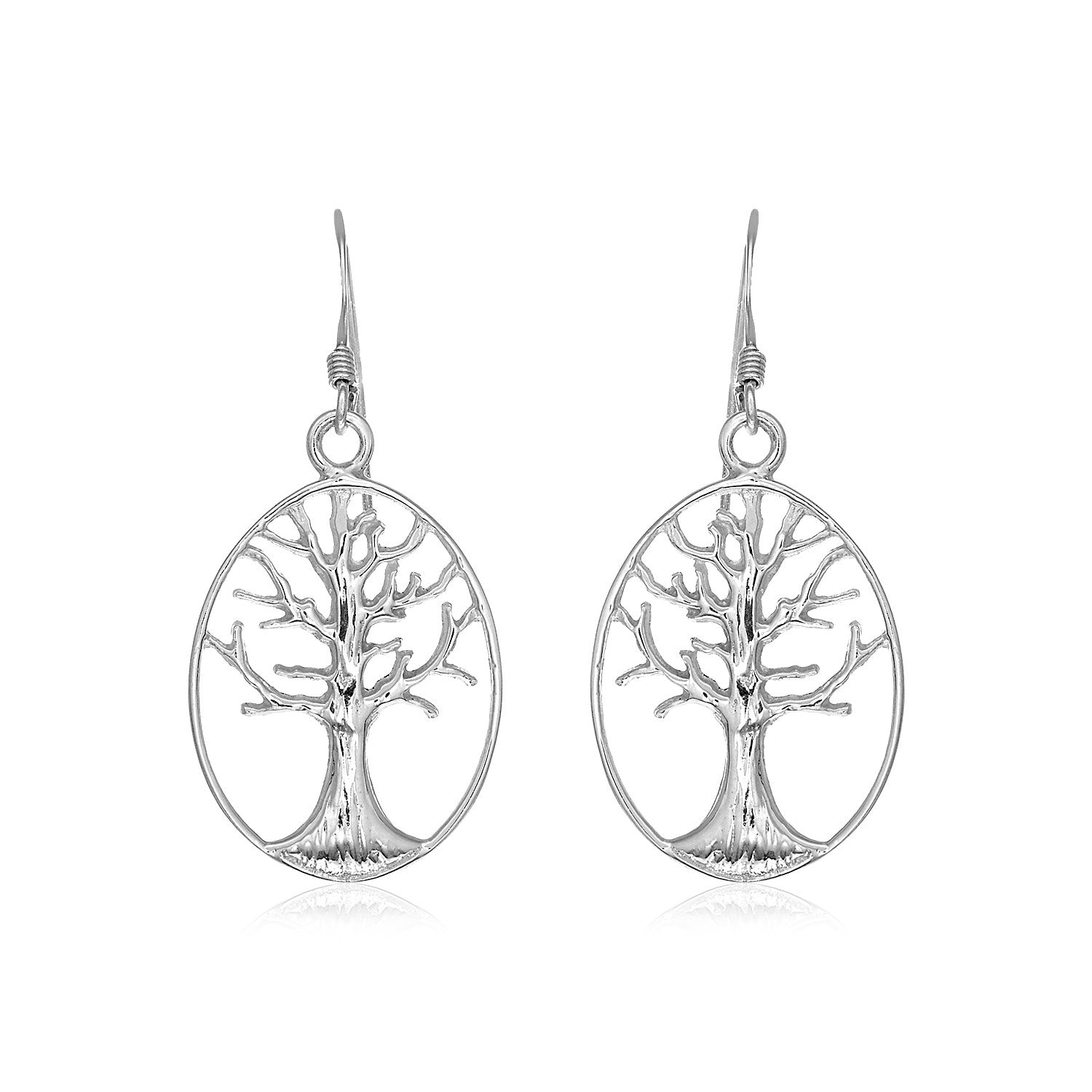 Sterling Silver Oval Round Tree of Life Earrings - LinkagejewelrydesignLinkagejewelrydesign
